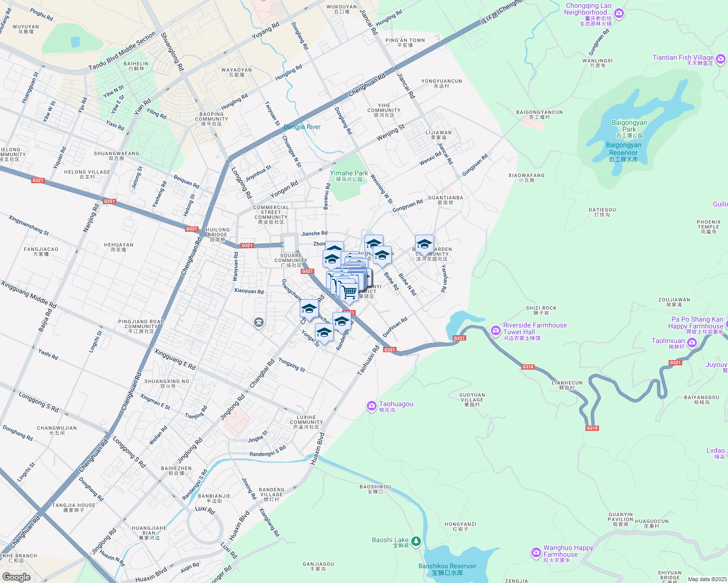 map of restaurants, bars, coffee shops, grocery stores, and more near in Chengdu