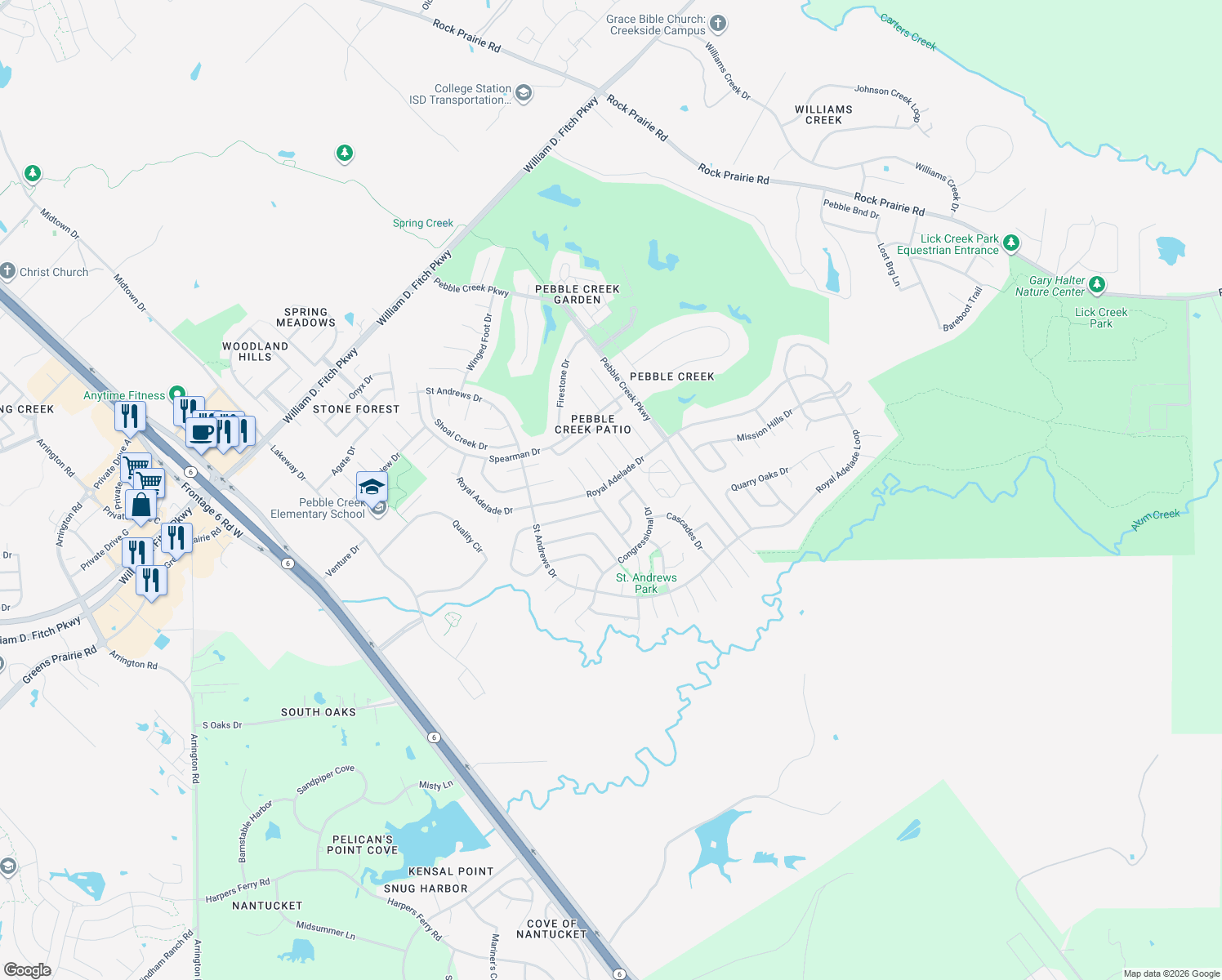 map of restaurants, bars, coffee shops, grocery stores, and more near 904 Royal Adelade Drive in College Station