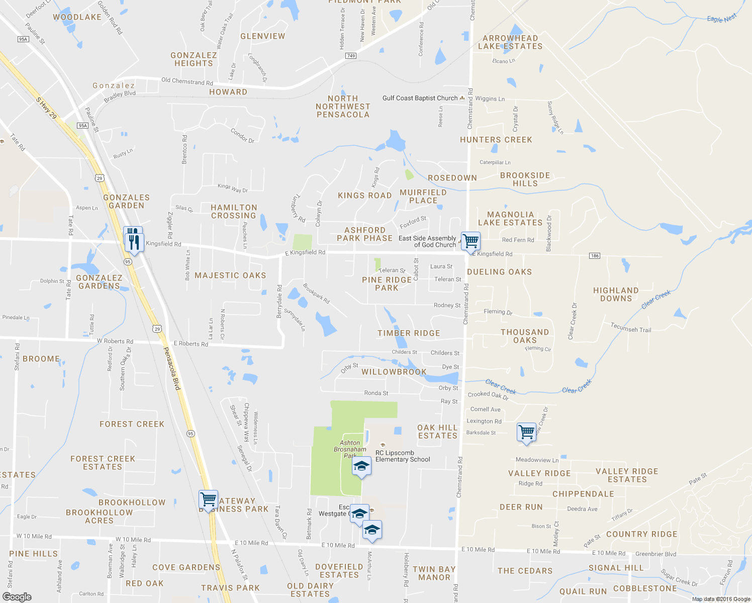 map of restaurants, bars, coffee shops, grocery stores, and more near 508 Rodney Street in Pensacola