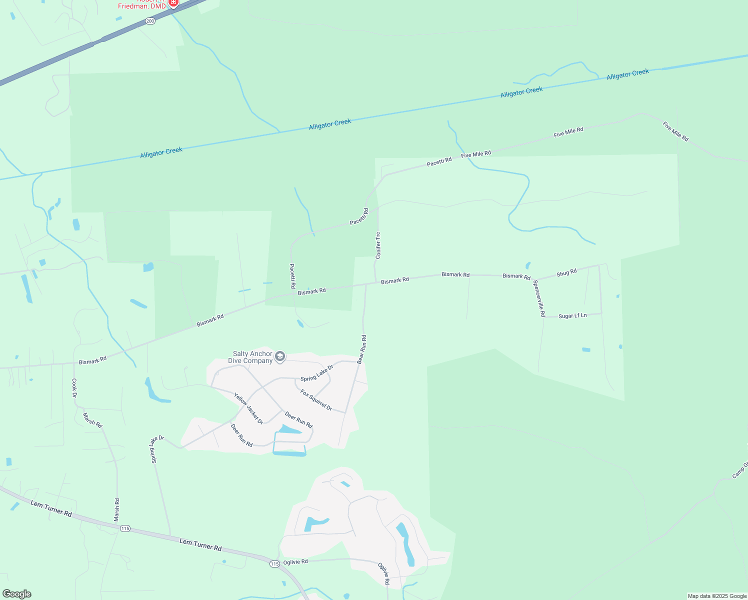 map of restaurants, bars, coffee shops, grocery stores, and more near 55798 Bear Run Road in Callahan