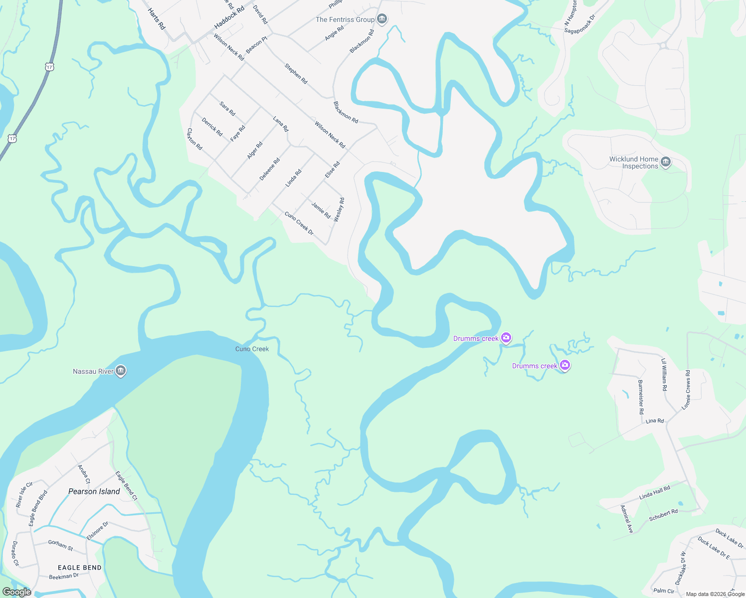 map of restaurants, bars, coffee shops, grocery stores, and more near 85002 Avant Road in Yulee