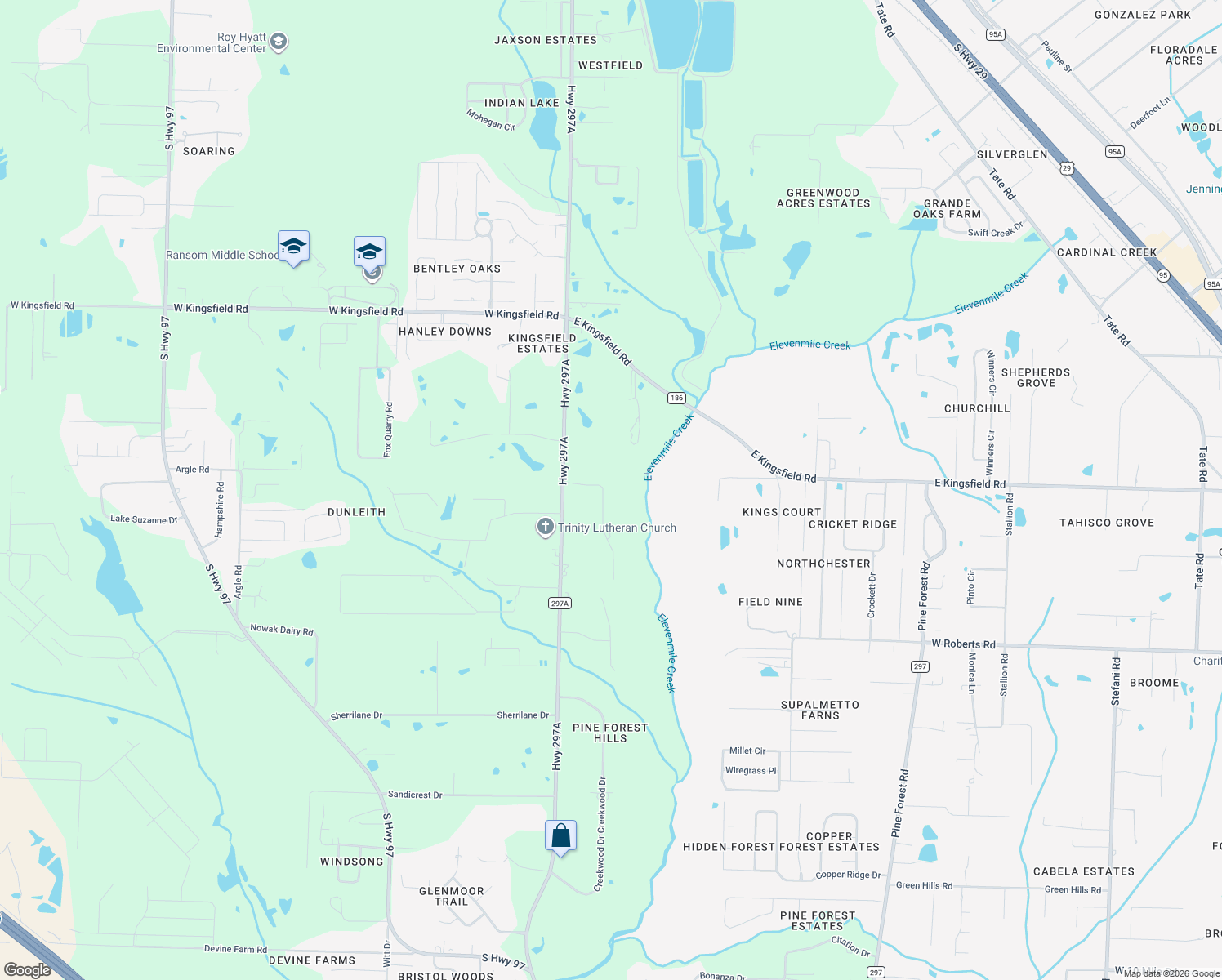 map of restaurants, bars, coffee shops, grocery stores, and more near 2276 Brookwood Pl in Cantonment