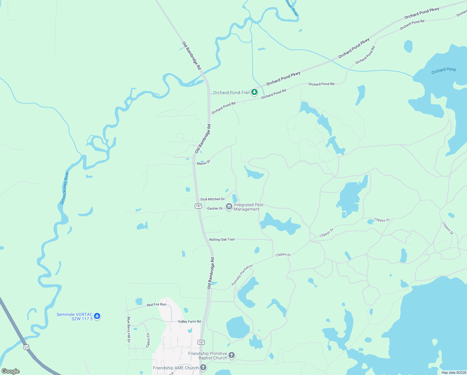 map of restaurants, bars, coffee shops, grocery stores, and more near 8454 Manor Drive in Tallahassee