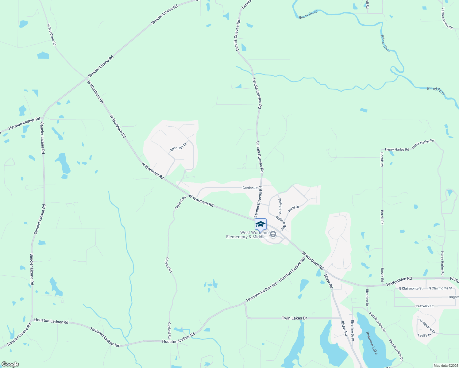 map of restaurants, bars, coffee shops, grocery stores, and more near 20230 Gordon St in Saucier