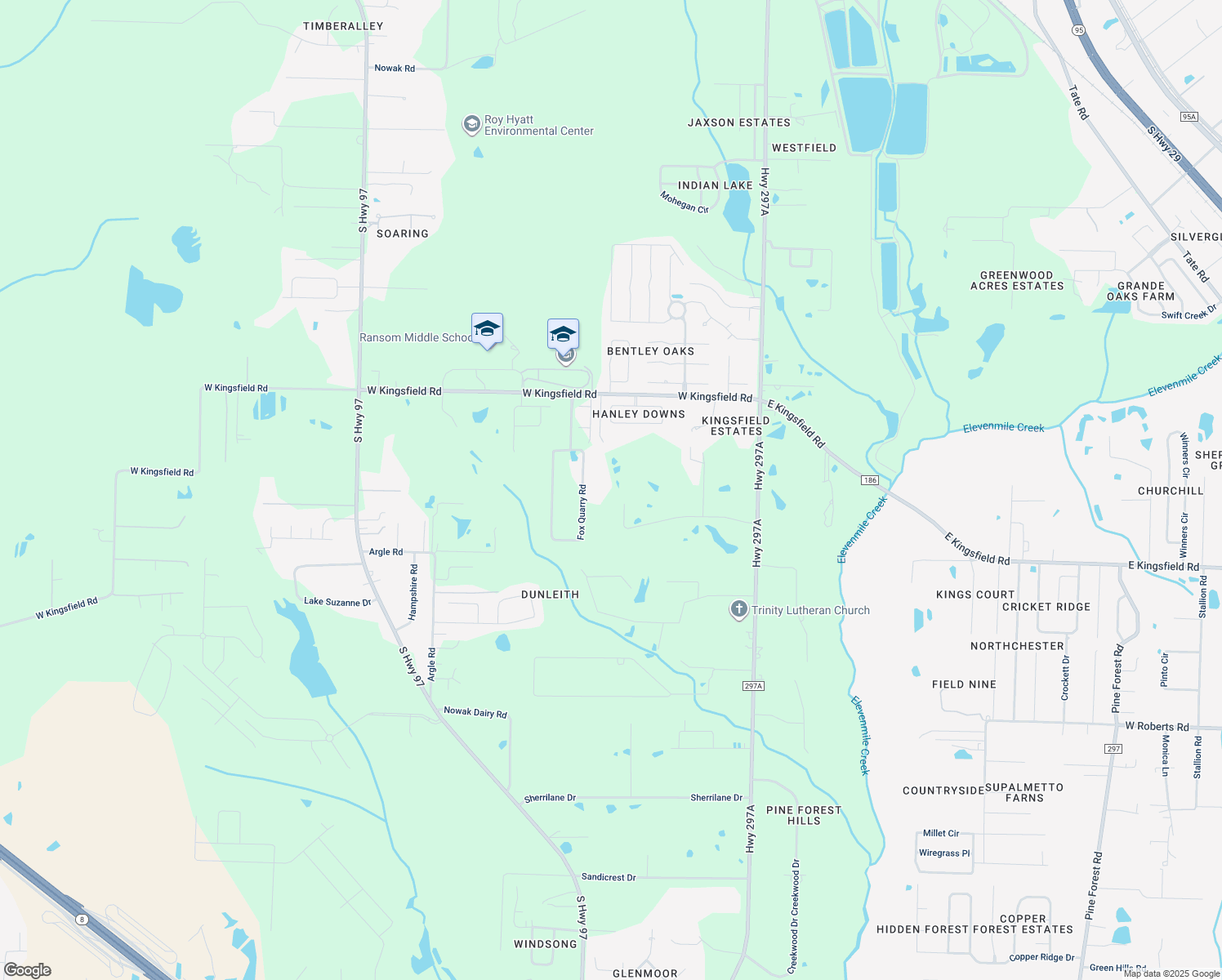 map of restaurants, bars, coffee shops, grocery stores, and more near 617 Meander Lane in Escambia County