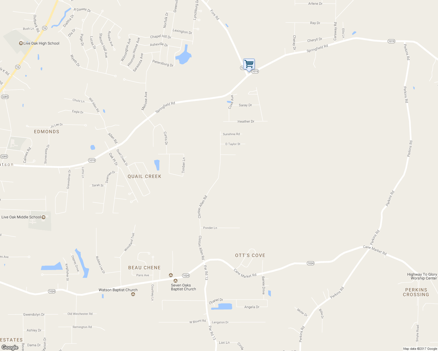 map of restaurants, bars, coffee shops, grocery stores, and more near 34940 Clinton Allen Road in Denham Springs