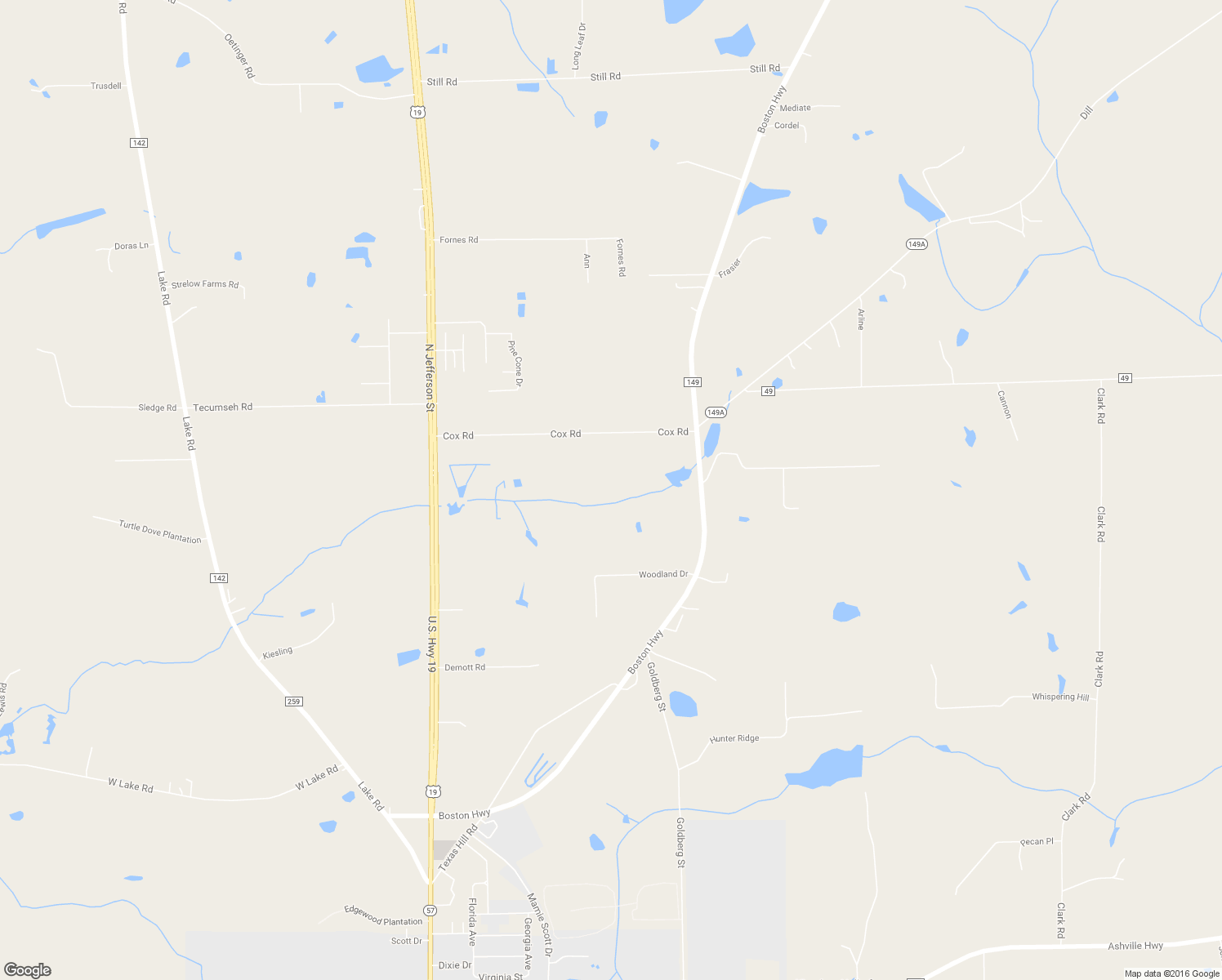 map of restaurants, bars, coffee shops, grocery stores, and more near 576 Cox Road in Monticello