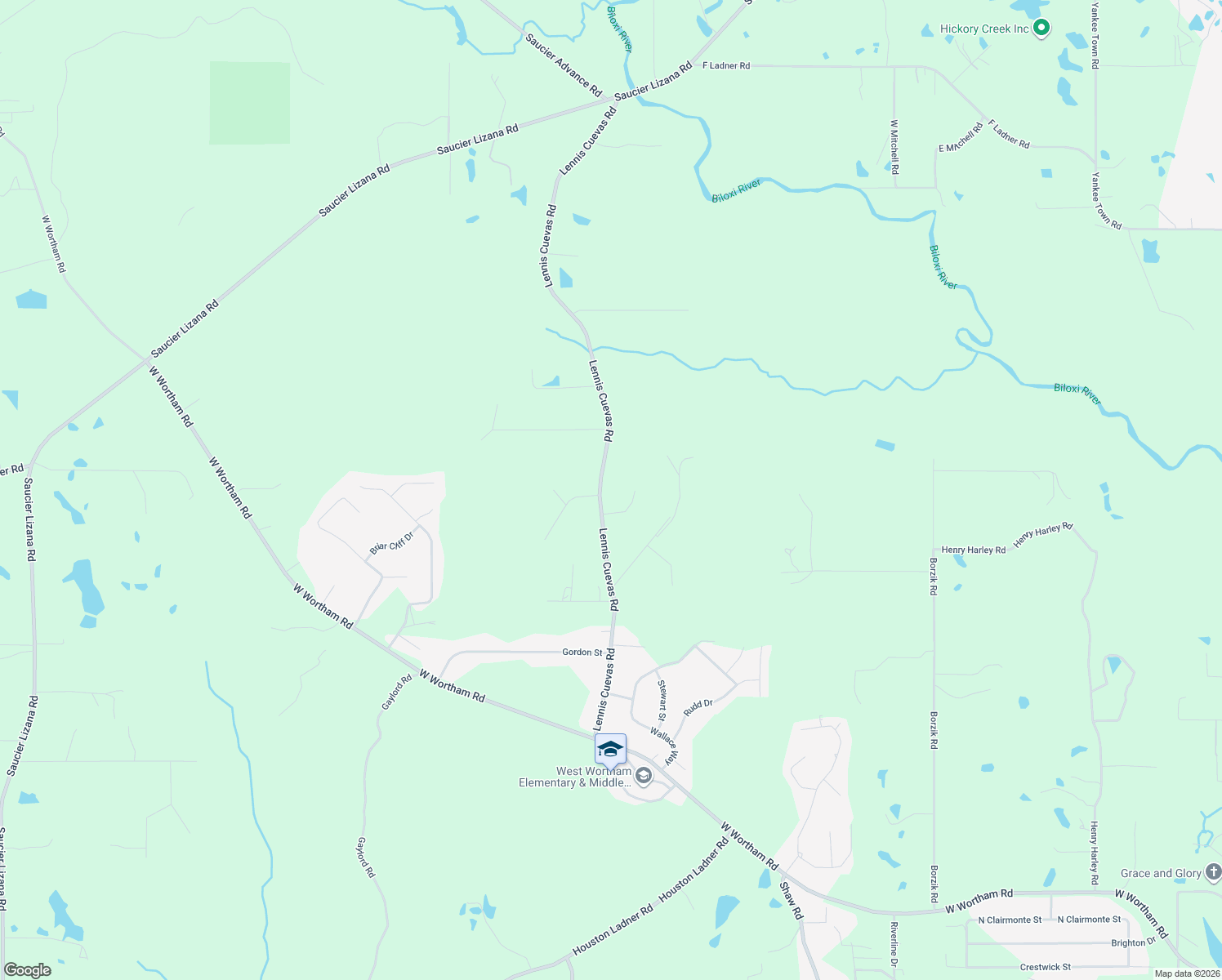 map of restaurants, bars, coffee shops, grocery stores, and more near 20240 Lennis Cuevas Rd in Saucier