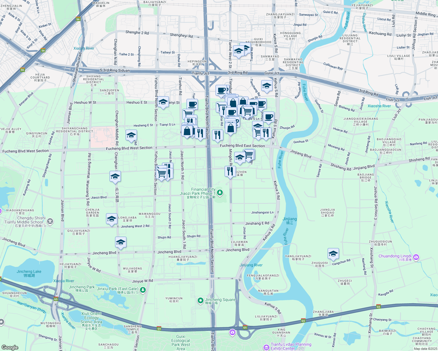 map of restaurants, bars, coffee shops, grocery stores, and more near in Cheng Du Shi