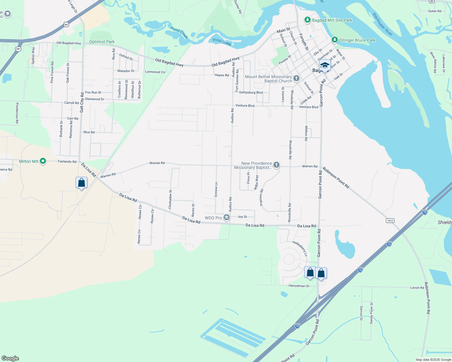 map of restaurants, bars, coffee shops, grocery stores, and more near 4151 Audiss Road in Milton