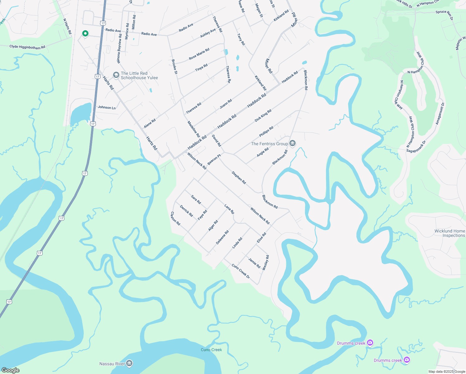 map of restaurants, bars, coffee shops, grocery stores, and more near 85558 Wilson Neck Road in Yulee