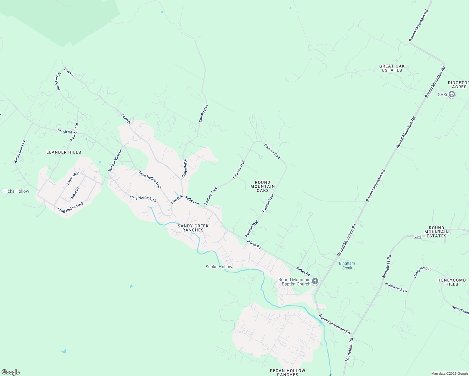 map of restaurants, bars, coffee shops, grocery stores, and more near 15303 Faubion Trail in Leander