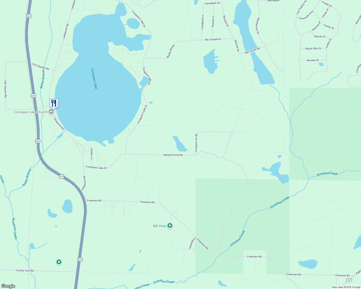 map of restaurants, bars, coffee shops, grocery stores, and more near 2778 Noland Pond Road in Alford