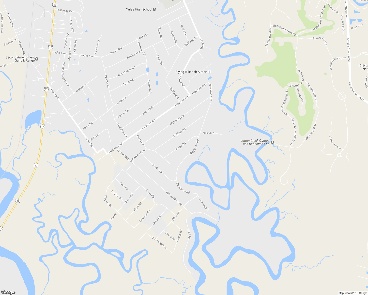 map of restaurants, bars, coffee shops, grocery stores, and more near 85256 Angie Road in Yulee