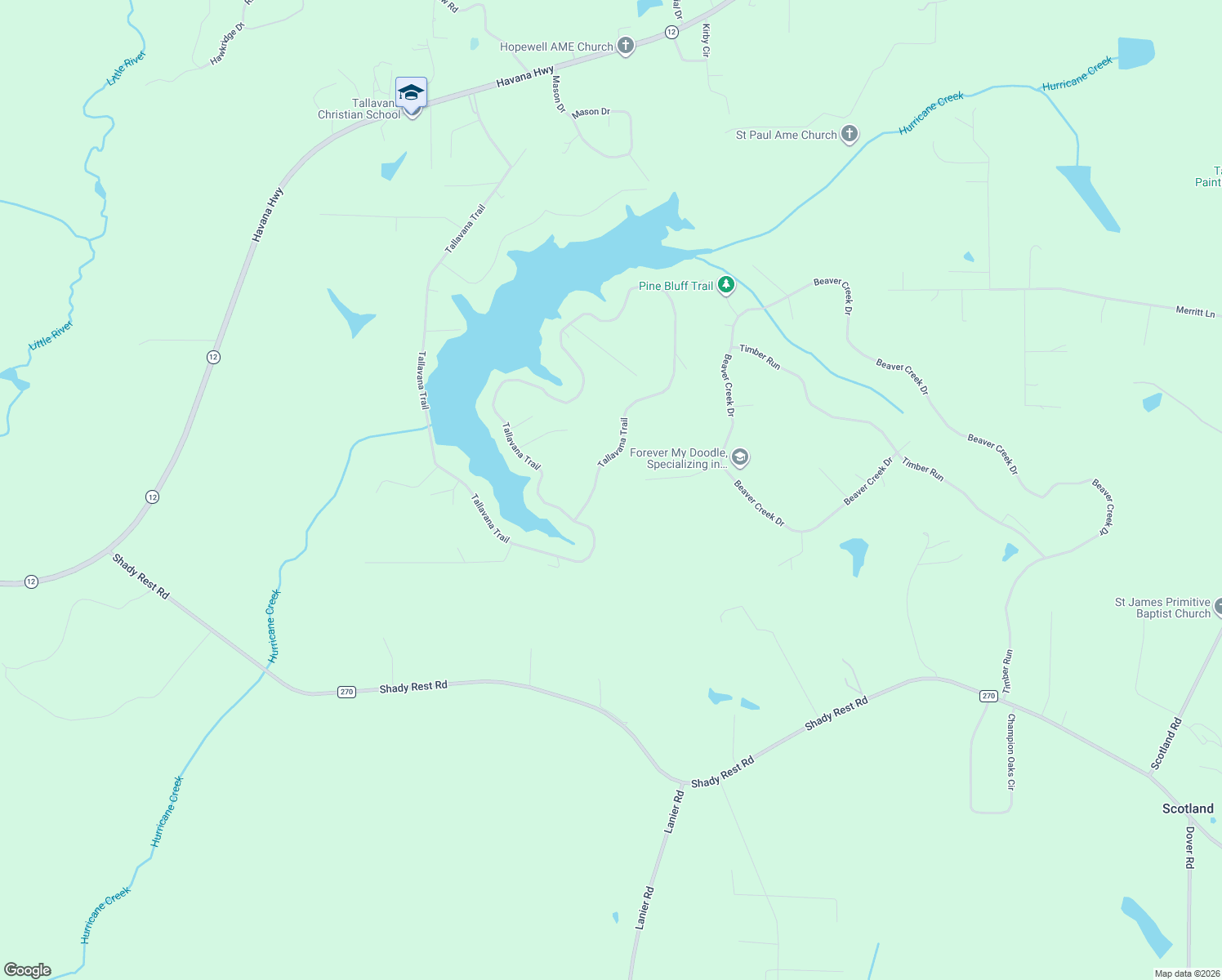 map of restaurants, bars, coffee shops, grocery stores, and more near 4245 Tallavana Trail in Havana
