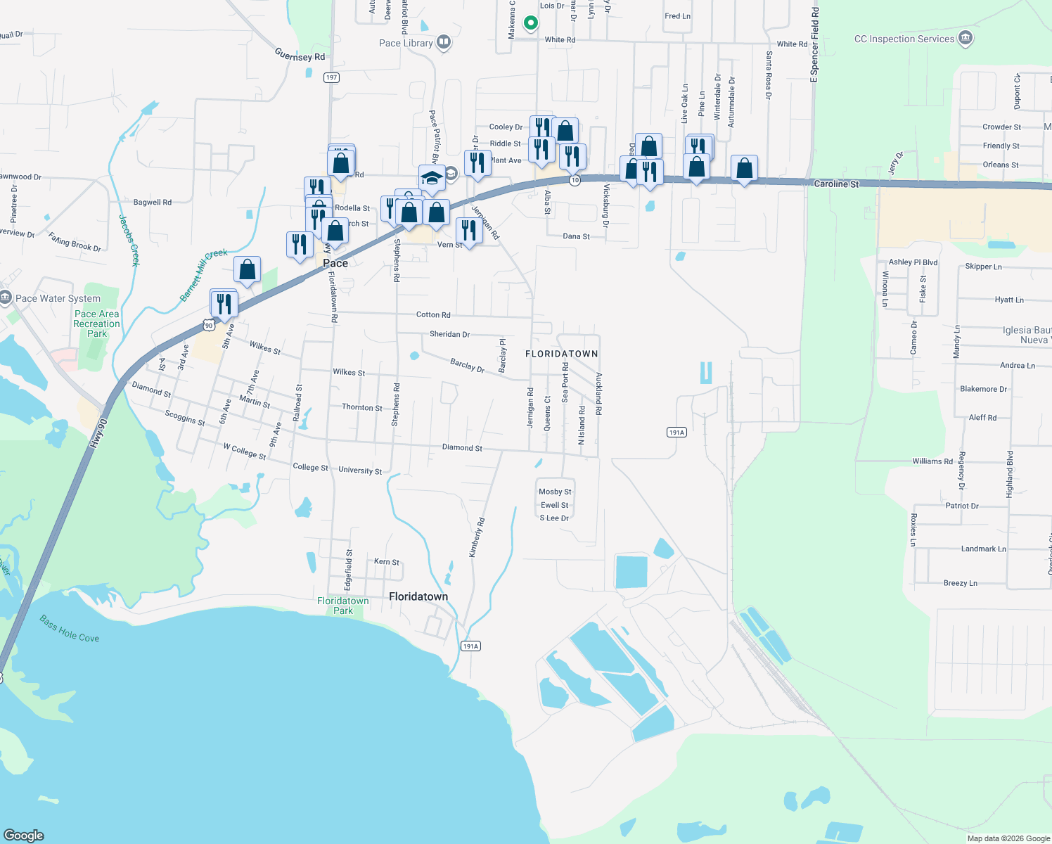 map of restaurants, bars, coffee shops, grocery stores, and more near 4221 Jernigan Rd in Milton