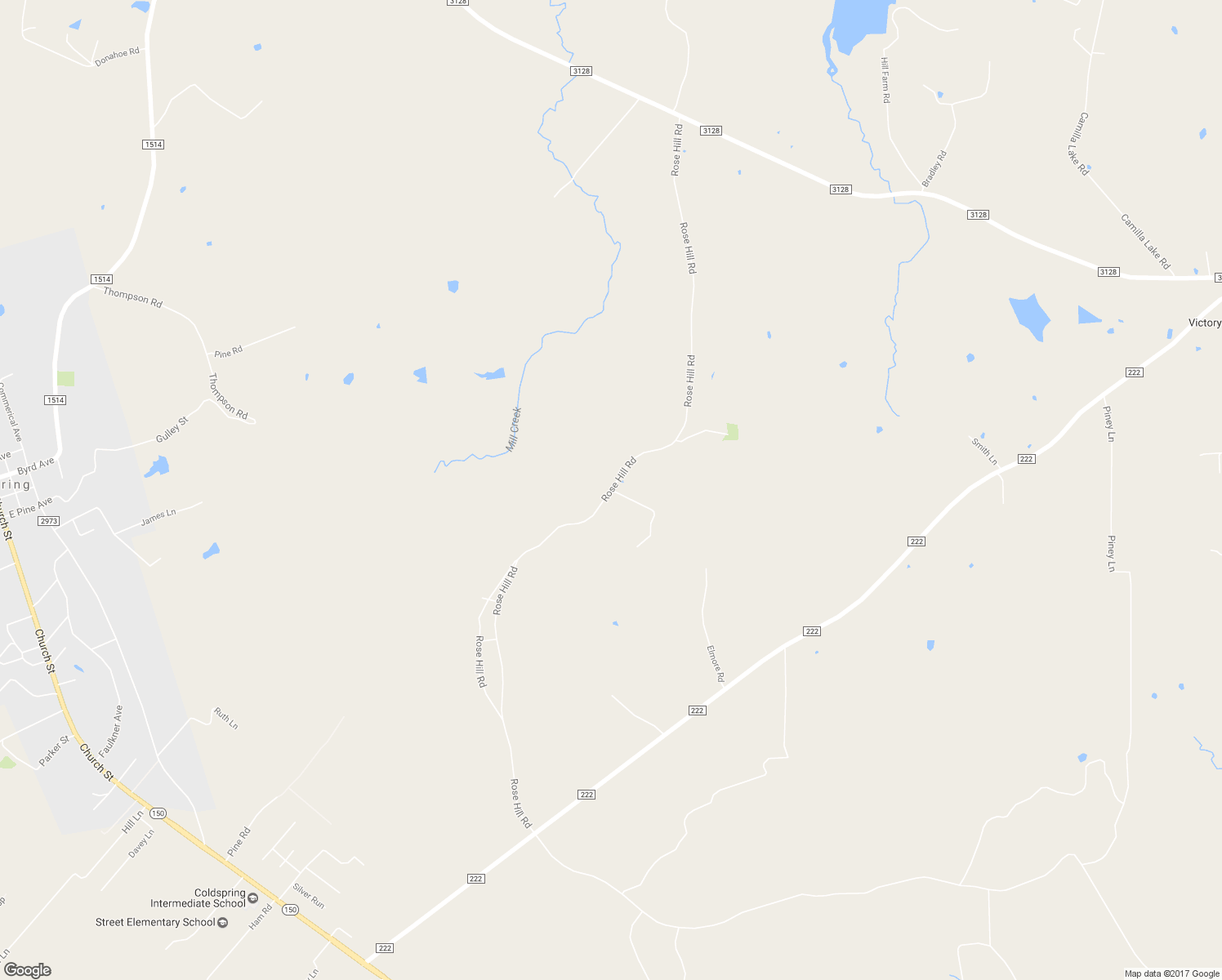 map of restaurants, bars, coffee shops, grocery stores, and more near Rose Hill Road in Coldspring