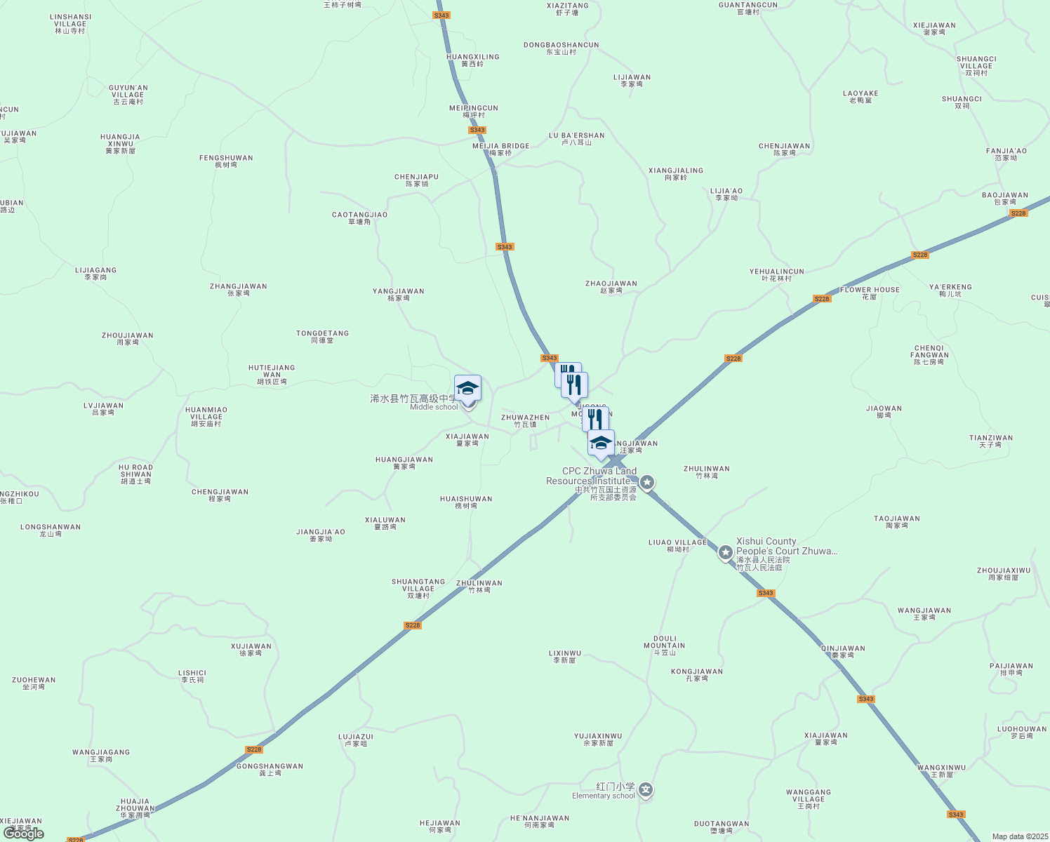 map of restaurants, bars, coffee shops, grocery stores, and more near in Huanggang