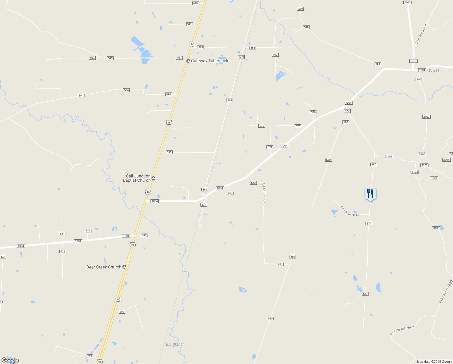 map of restaurants, bars, coffee shops, grocery stores, and more near 771 Farm to Market 1004 in Call