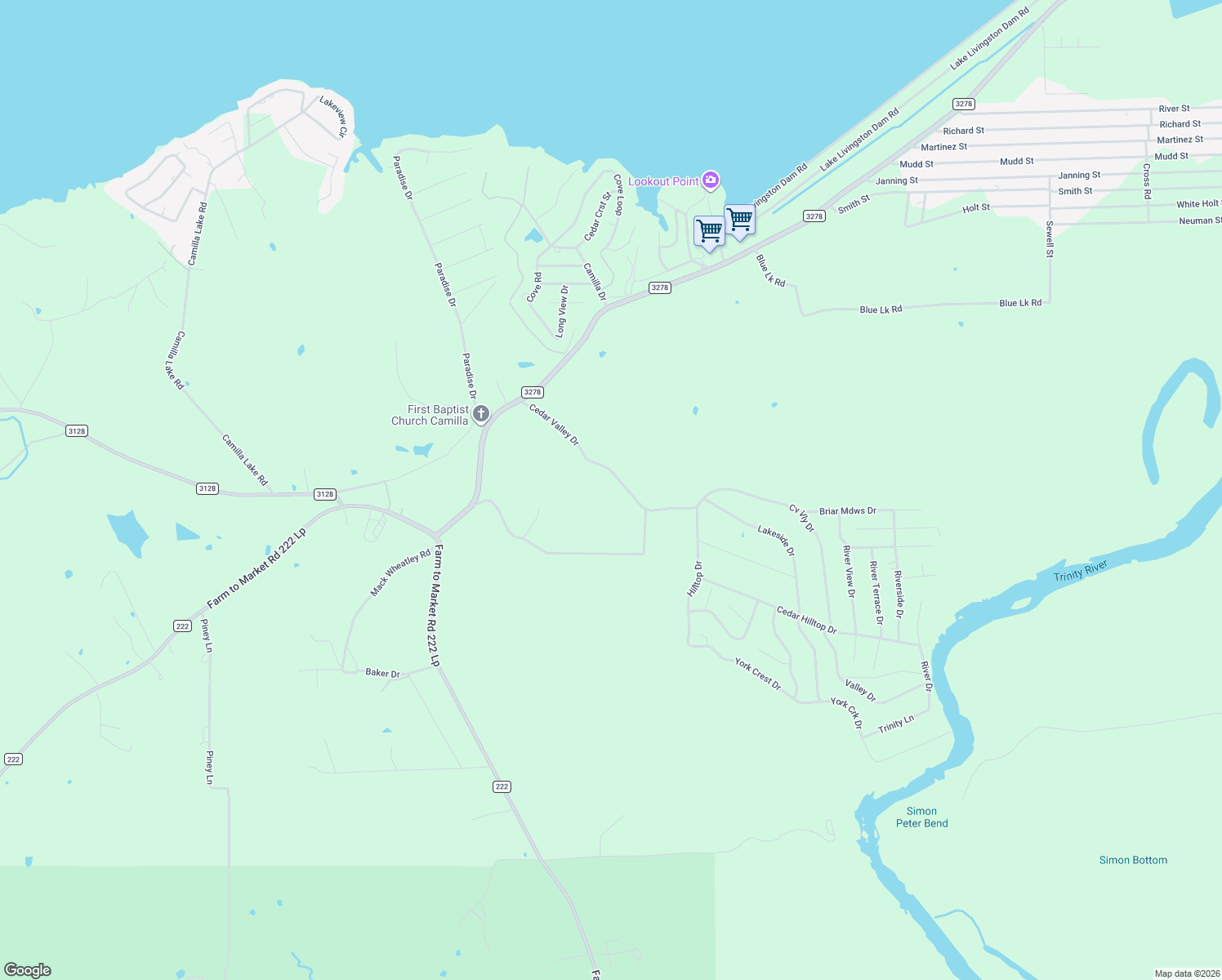 map of restaurants, bars, coffee shops, grocery stores, and more near 268 Cedar Valley Road in Coldspring