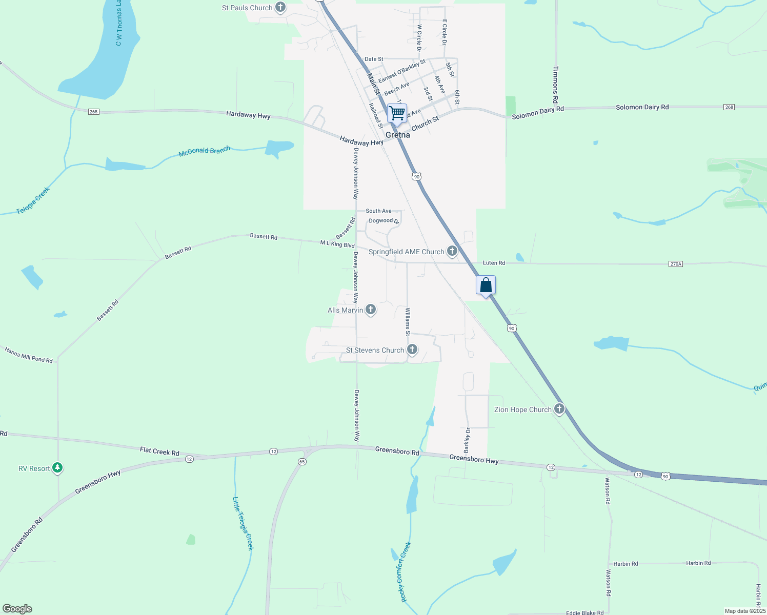 map of restaurants, bars, coffee shops, grocery stores, and more near 200 Jackson Lane in Gretna