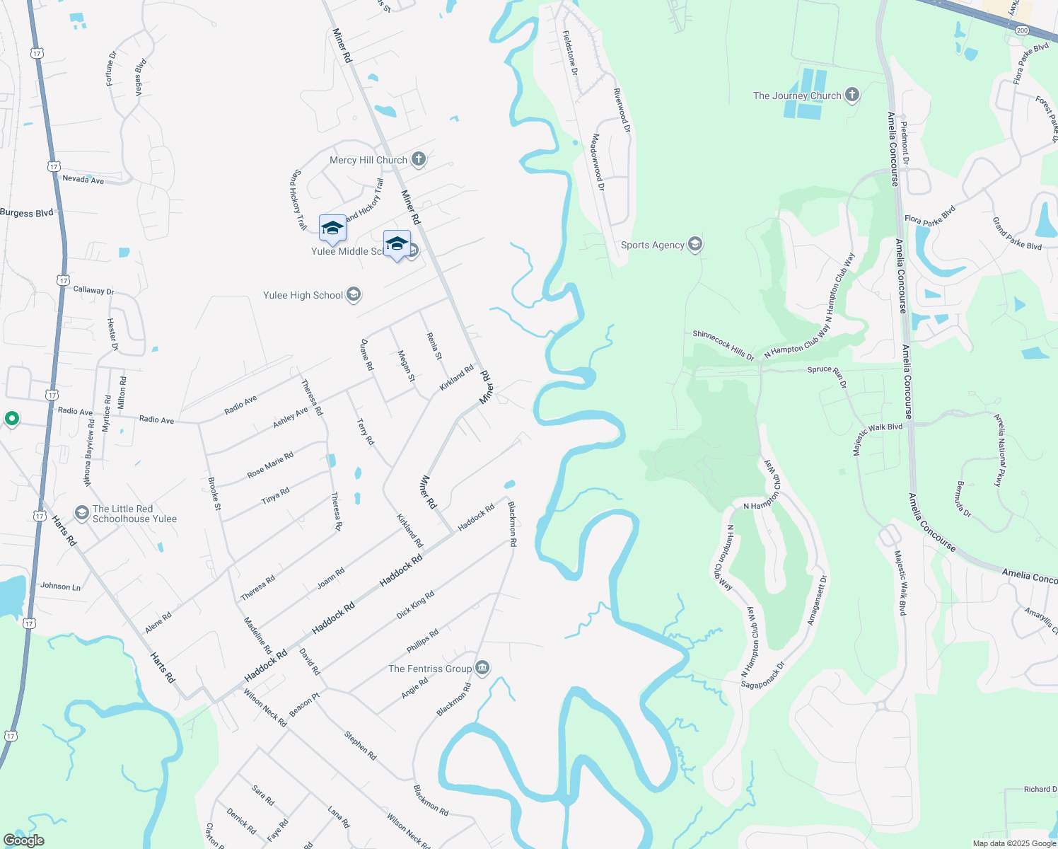 map of restaurants, bars, coffee shops, grocery stores, and more near 85475 Flying A Ranch in Yulee