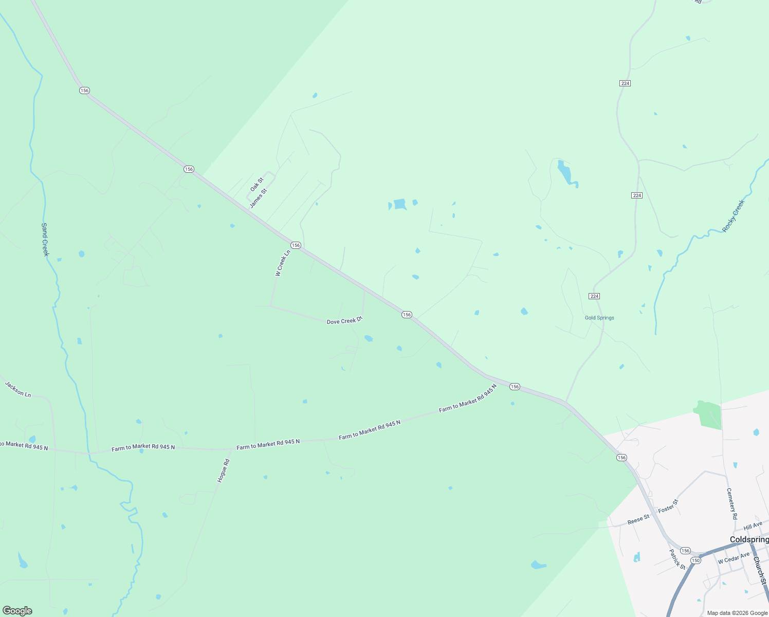 map of restaurants, bars, coffee shops, grocery stores, and more near 11180 Texas 156 in Coldspring
