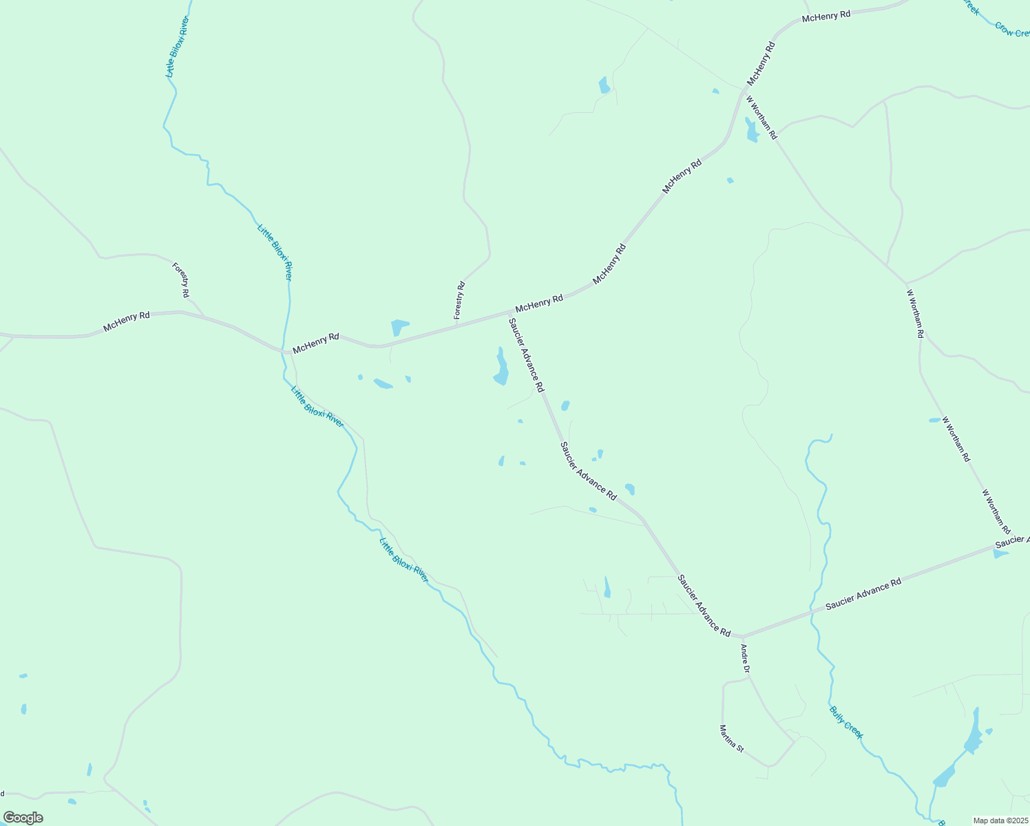 map of restaurants, bars, coffee shops, grocery stores, and more near 24495 Road 202 in Saucier