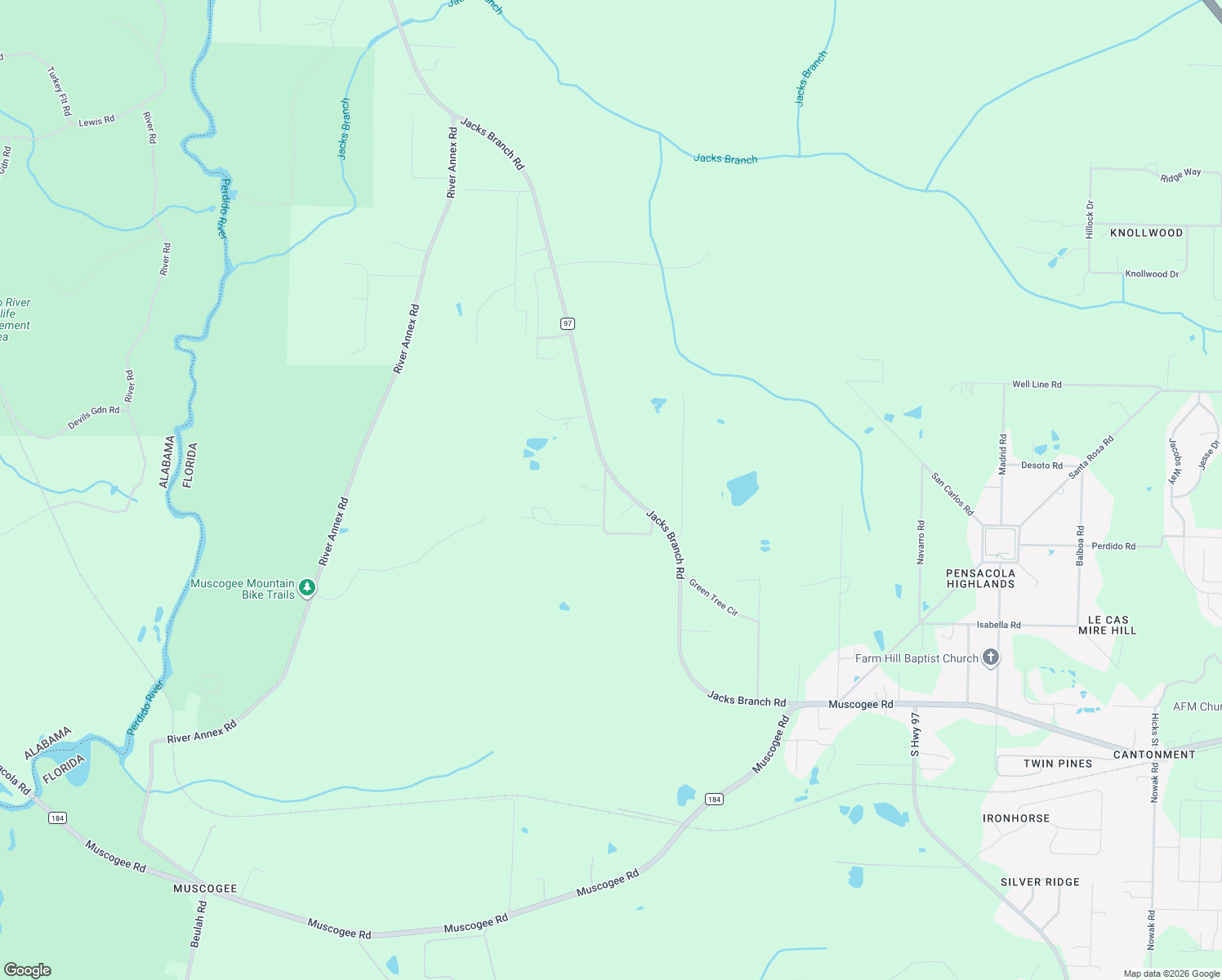 map of restaurants, bars, coffee shops, grocery stores, and more near 500 Annie Bell Drive in Escambia County