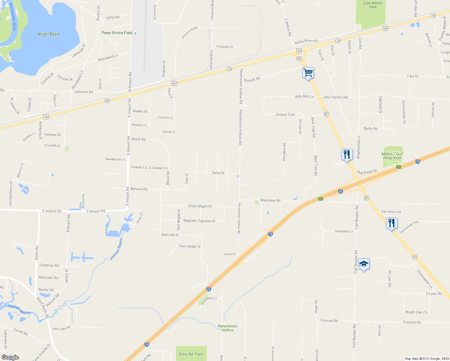 map of restaurants, bars, coffee shops, grocery stores, and more near 8149 Delta Drive in Milton
