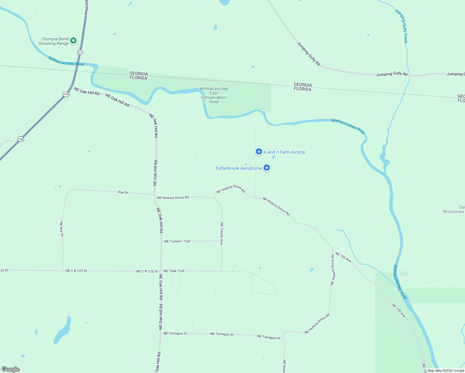 map of restaurants, bars, coffee shops, grocery stores, and more near 7815 Northeast Hickory Grove Road in Pinetta