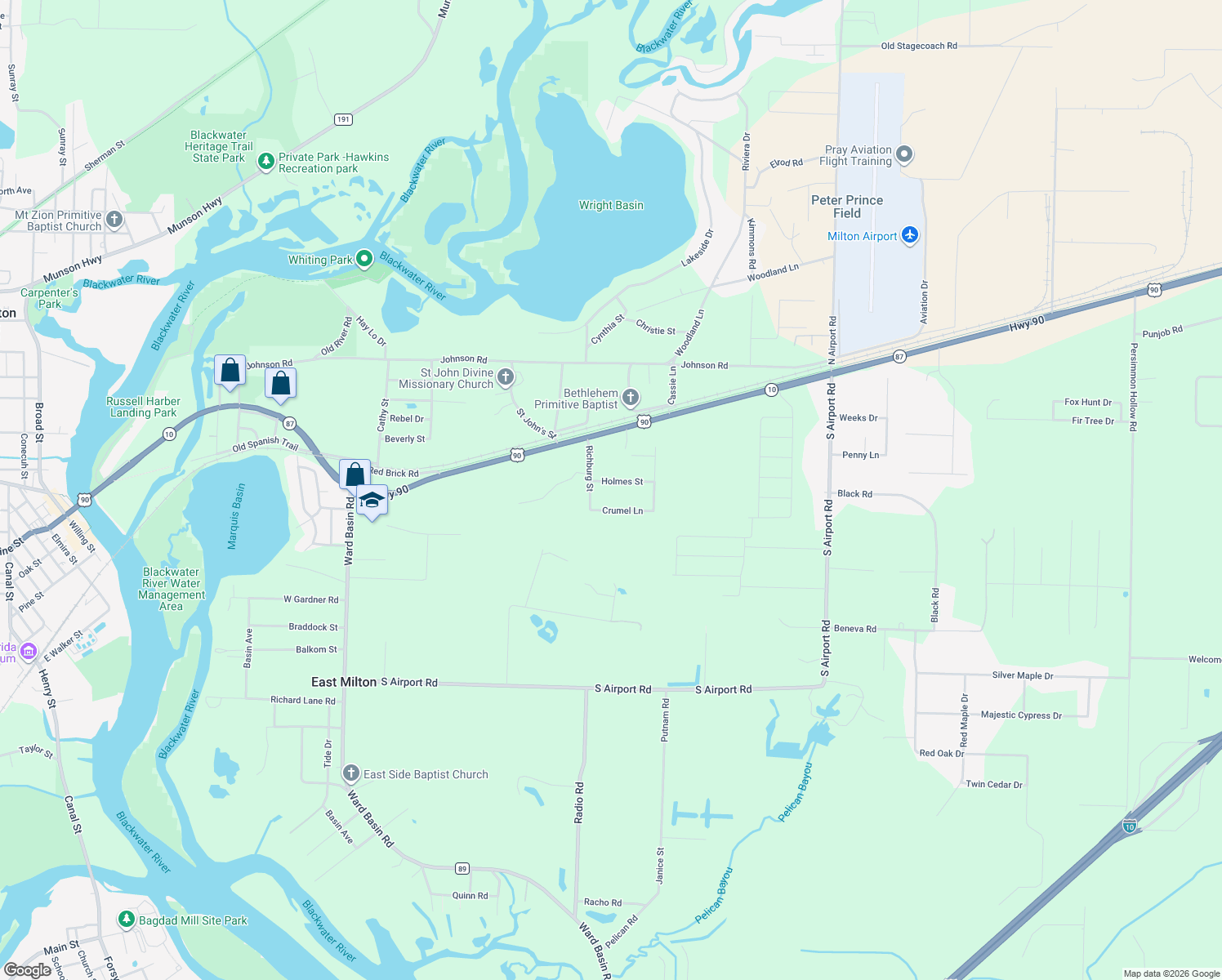 map of restaurants, bars, coffee shops, grocery stores, and more near 7515 Holmes Street in Milton