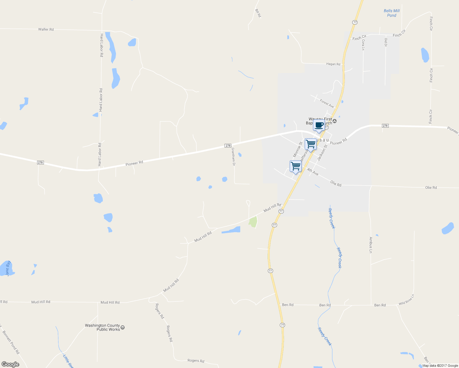 map of restaurants, bars, coffee shops, grocery stores, and more near 1962 Mud Hill Road in Chipley