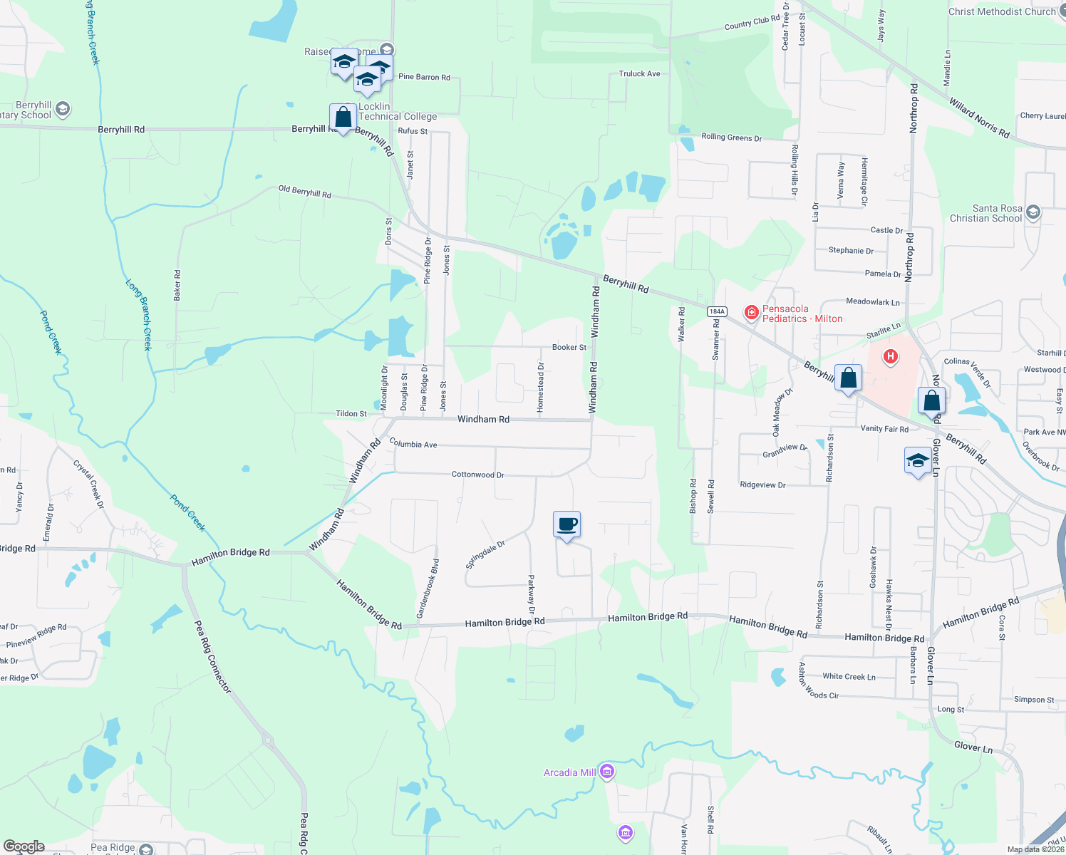 map of restaurants, bars, coffee shops, grocery stores, and more near 5615 Windham Road in Milton