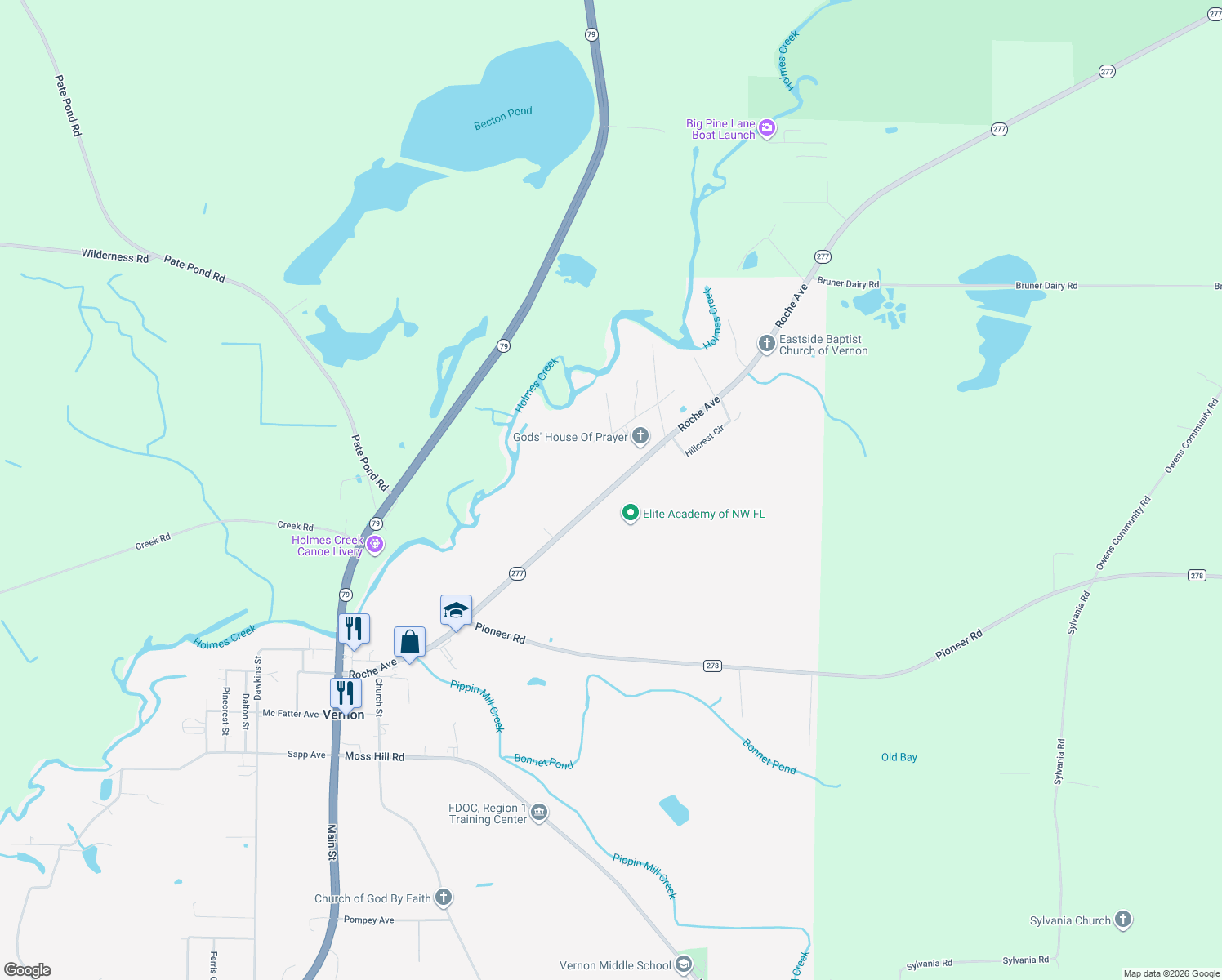 map of restaurants, bars, coffee shops, grocery stores, and more near 3612 Roche Avenue in Vernon