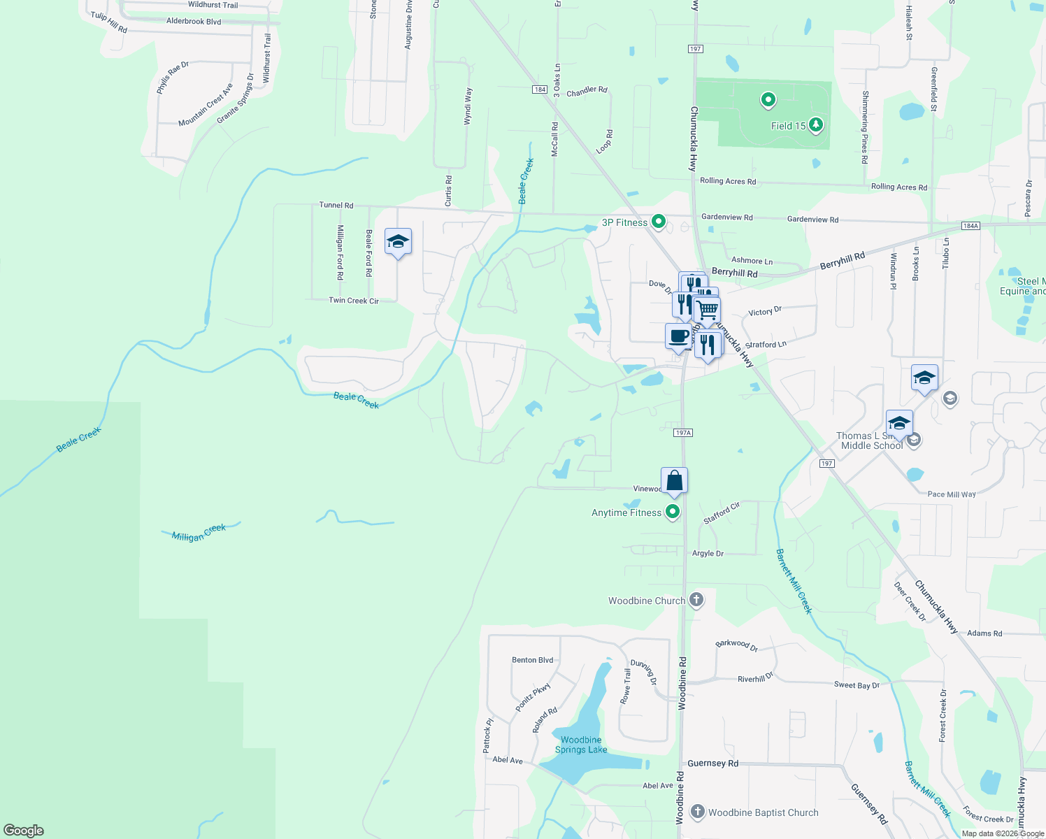 map of restaurants, bars, coffee shops, grocery stores, and more near 5426 Oakmont Dr in Pace