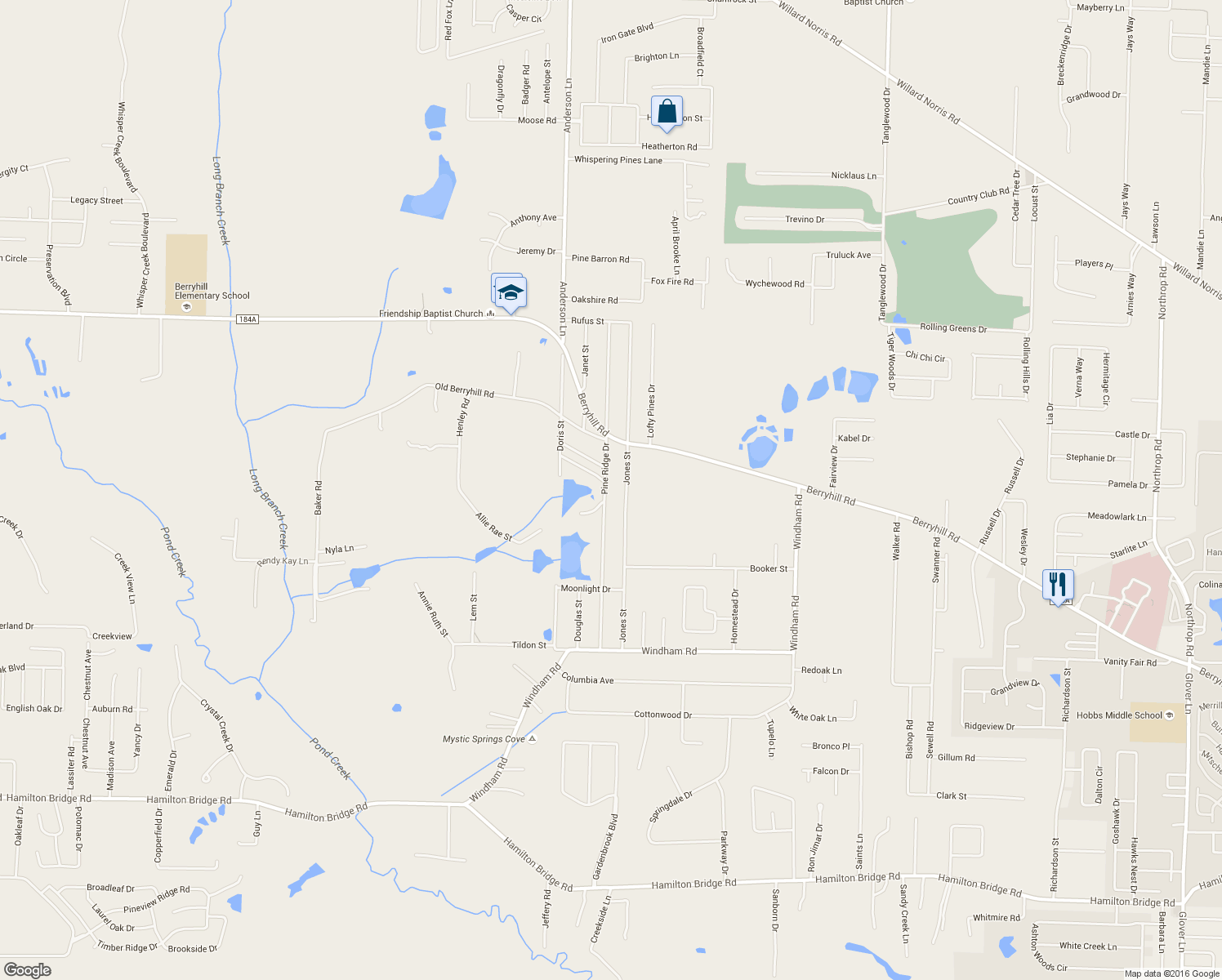 map of restaurants, bars, coffee shops, grocery stores, and more near 5590 Pine Ridge Drive in Milton