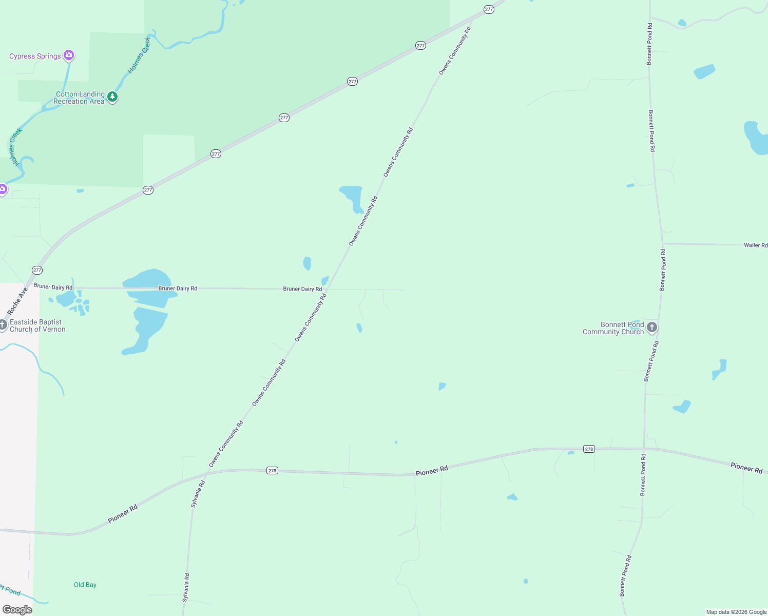 map of restaurants, bars, coffee shops, grocery stores, and more near 2681 Bruner Dairy Road in Vernon