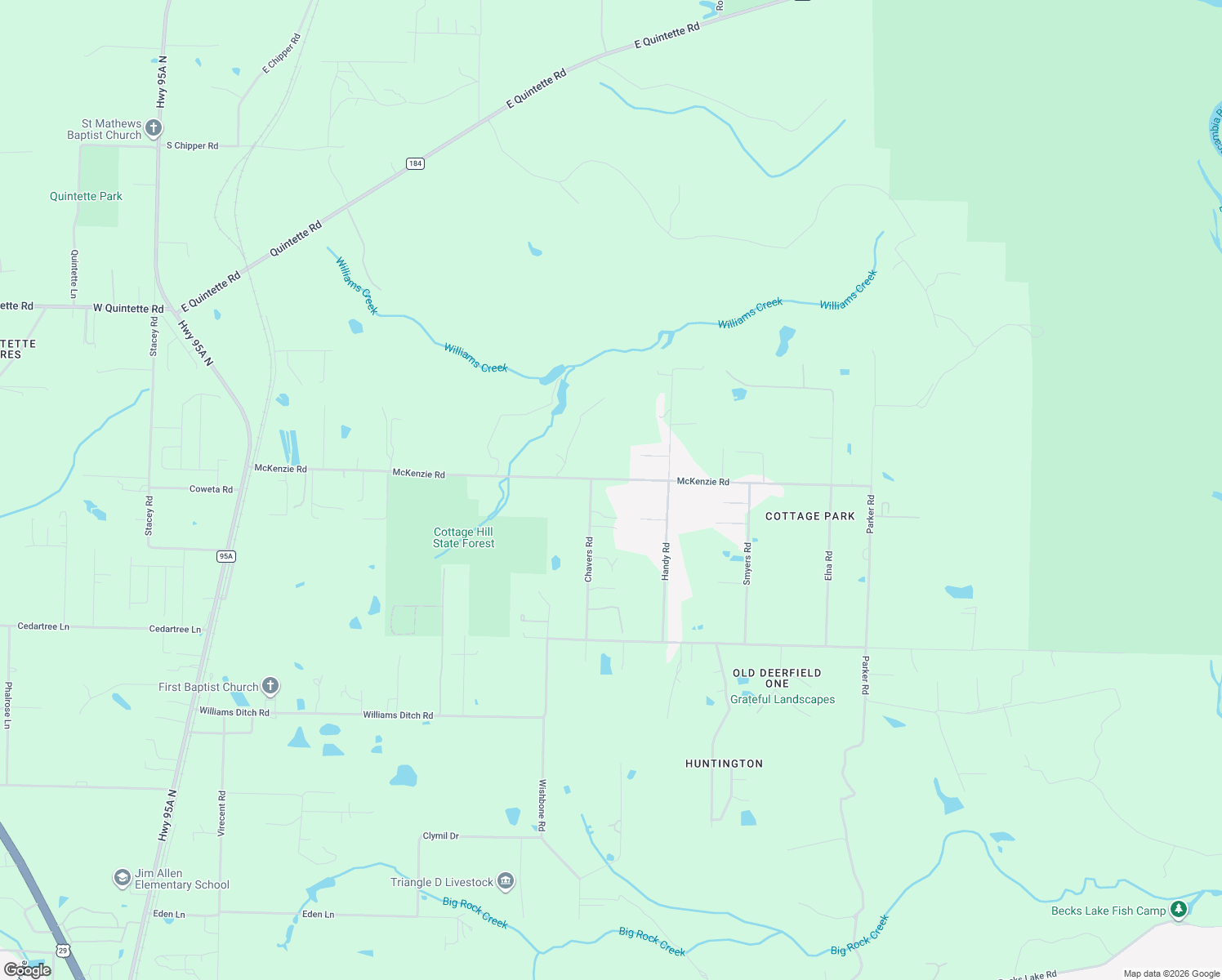 map of restaurants, bars, coffee shops, grocery stores, and more near 1001 McKenzie Road in Escambia County