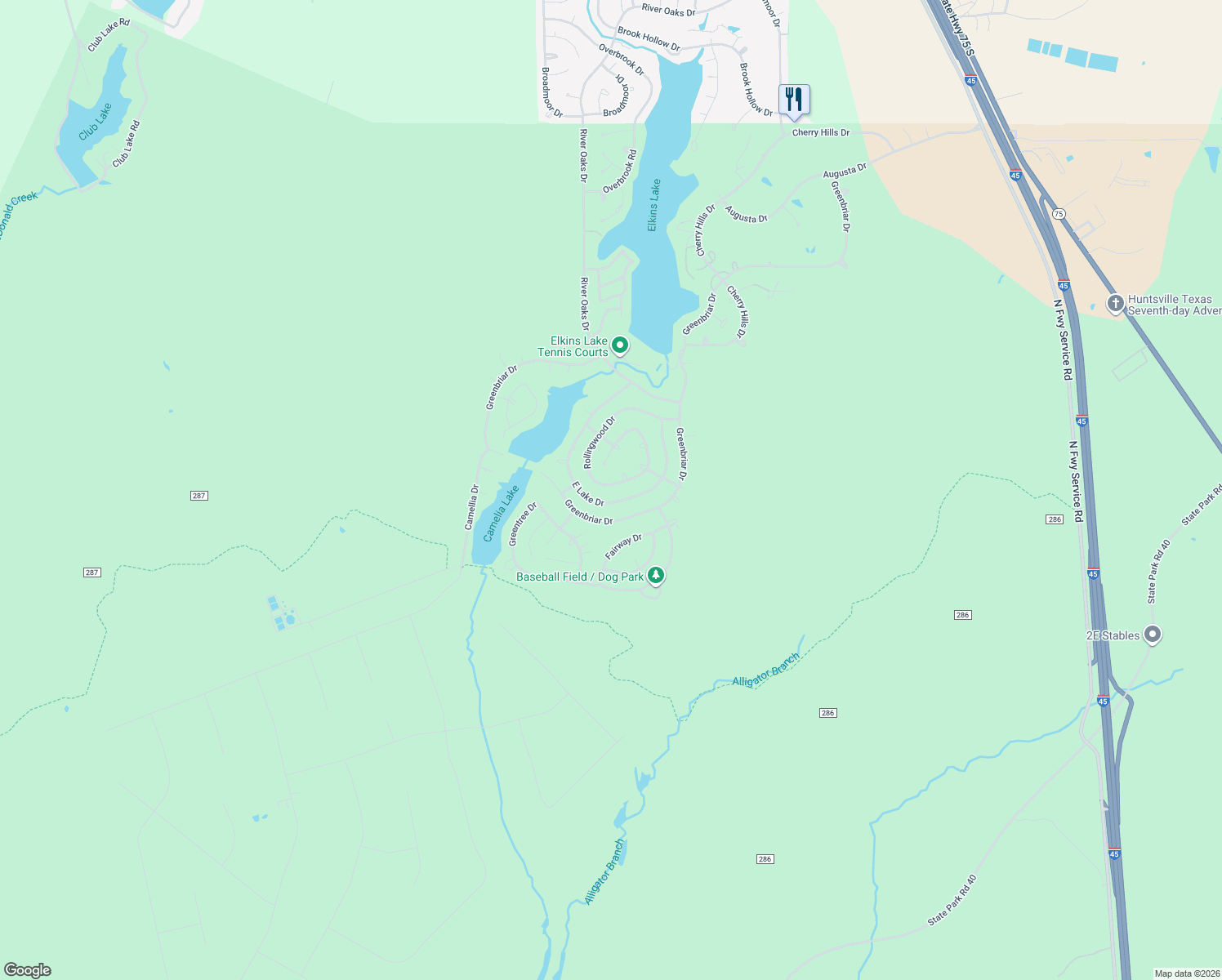 map of restaurants, bars, coffee shops, grocery stores, and more near 1829 Rollingwood Dr in Huntsville