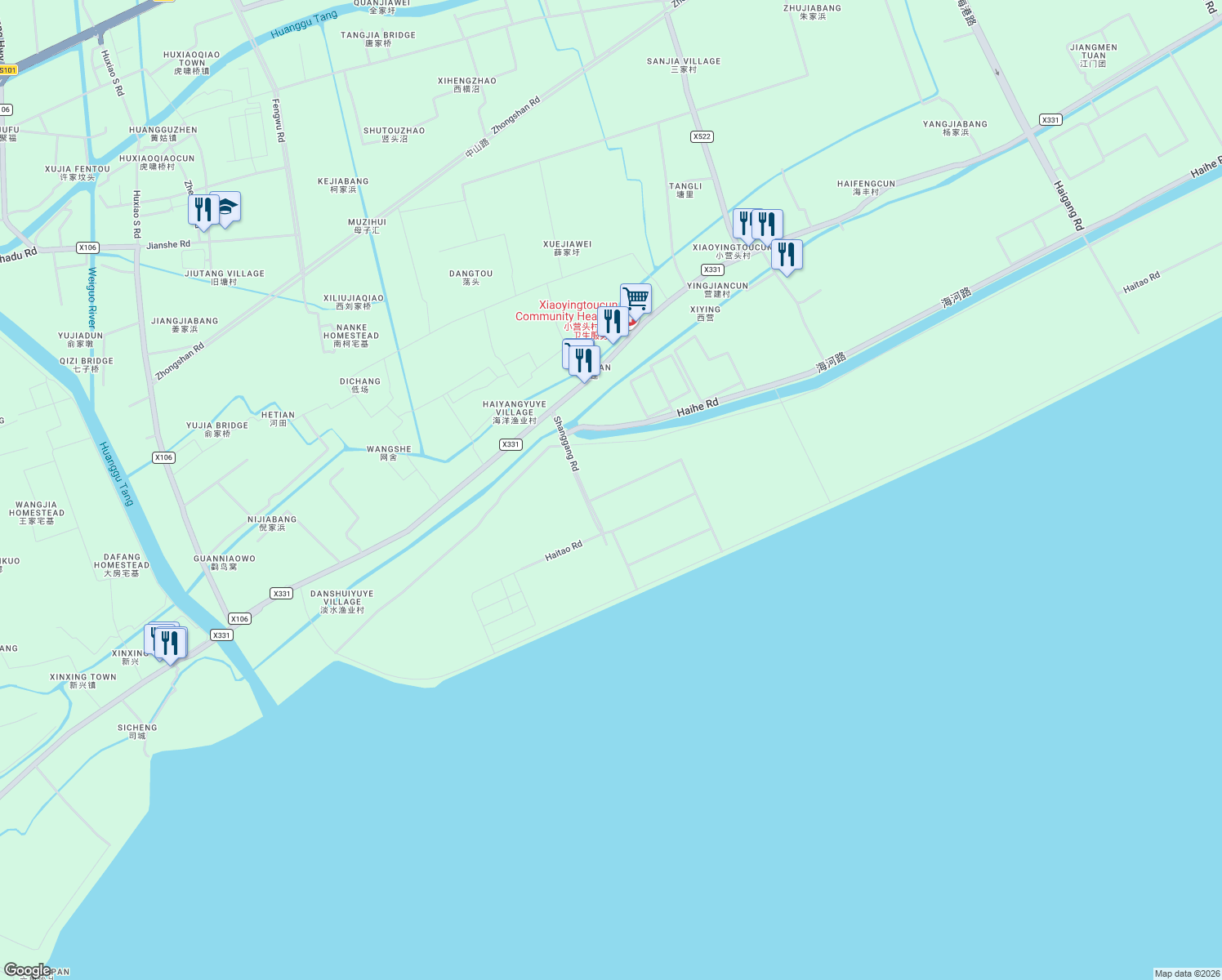 map of restaurants, bars, coffee shops, grocery stores, and more near 1 Shang Gang Lu in Jia Xing Shi