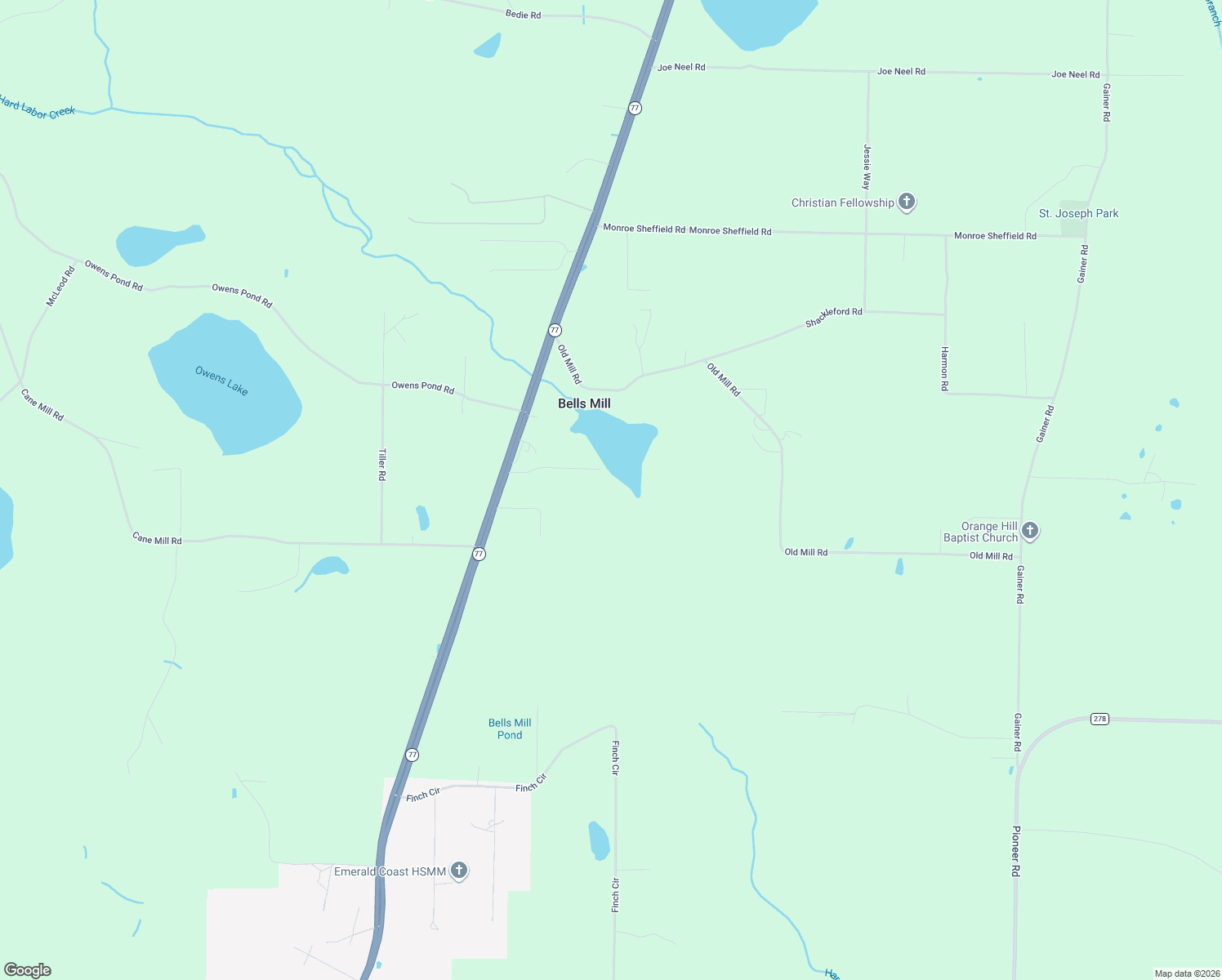 map of restaurants, bars, coffee shops, grocery stores, and more near 1534 Southern Way in Chipley