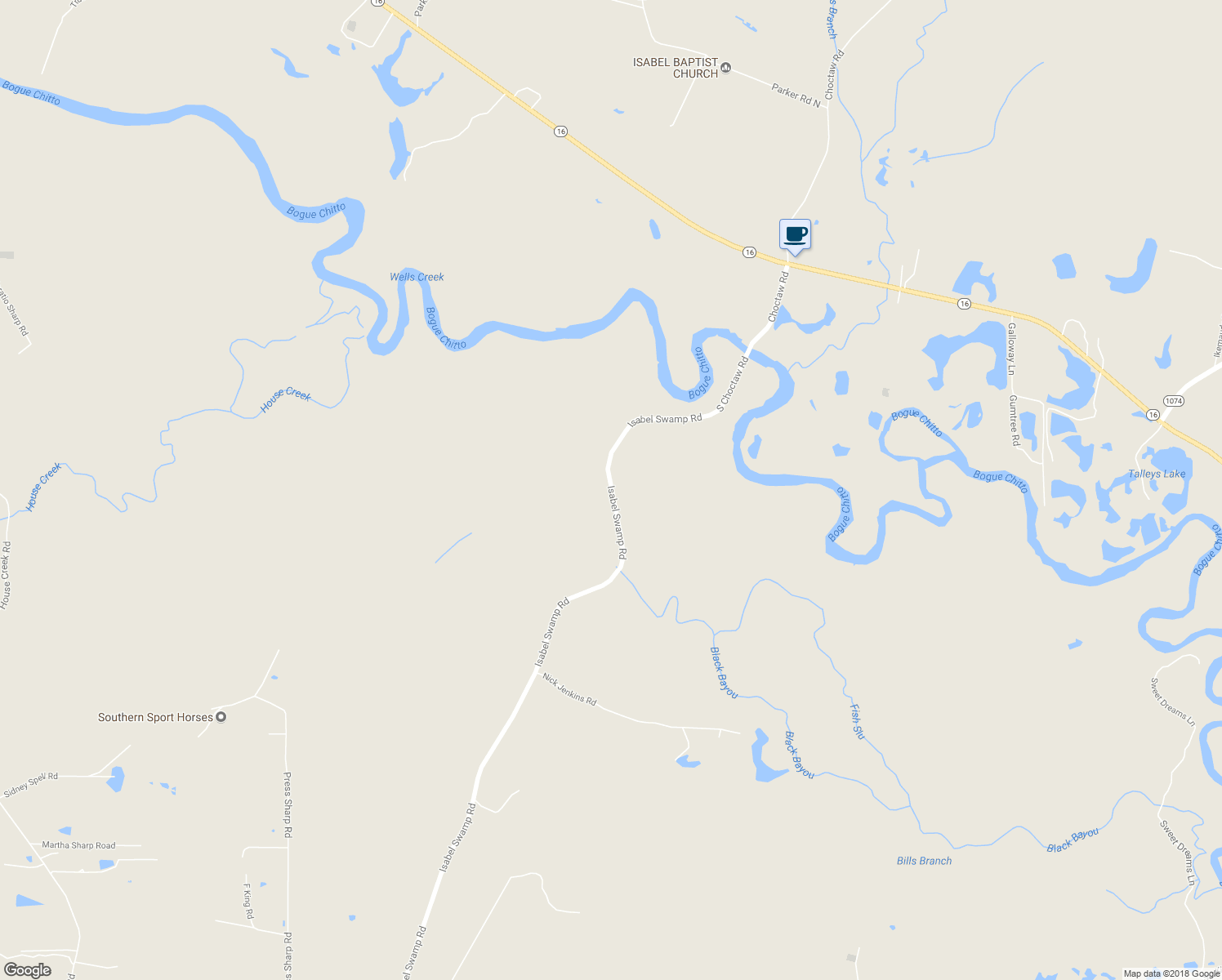 map of restaurants, bars, coffee shops, grocery stores, and more near 83265 Isabel Swamp Road in Bush