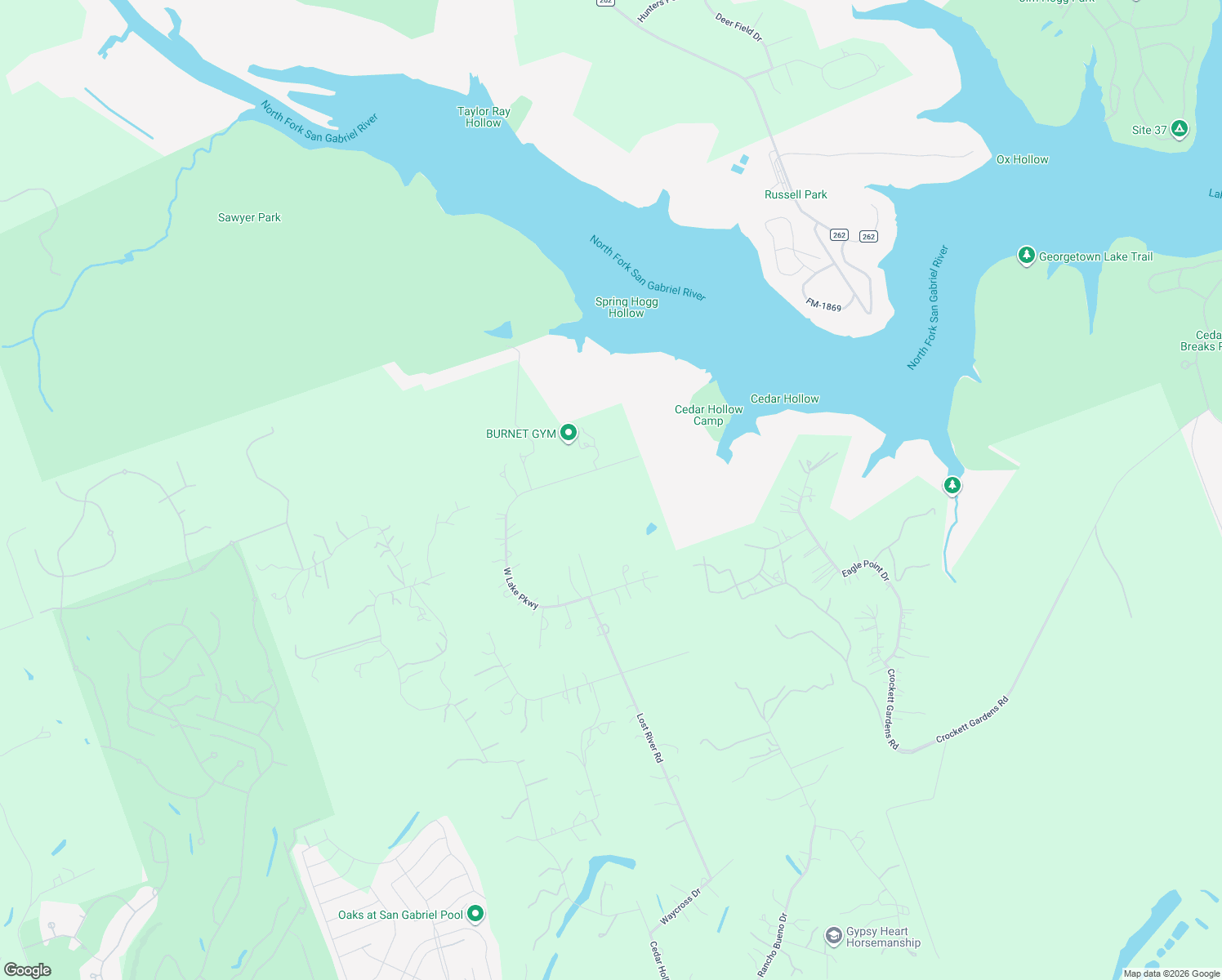 map of restaurants, bars, coffee shops, grocery stores, and more near 20105 West Lake Parkway in Georgetown