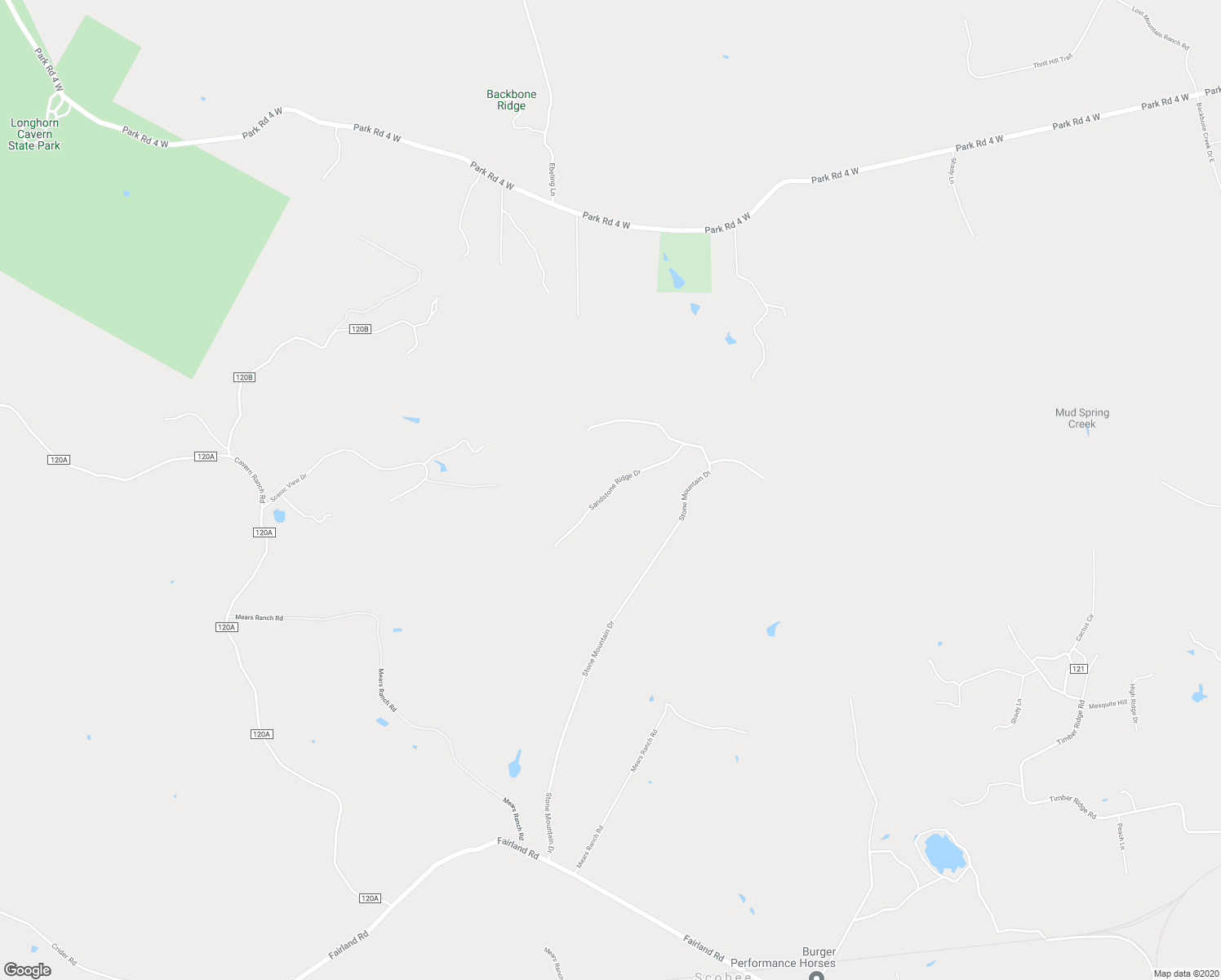 map of restaurants, bars, coffee shops, grocery stores, and more near Sandstone Ridge Drive in Burnet County