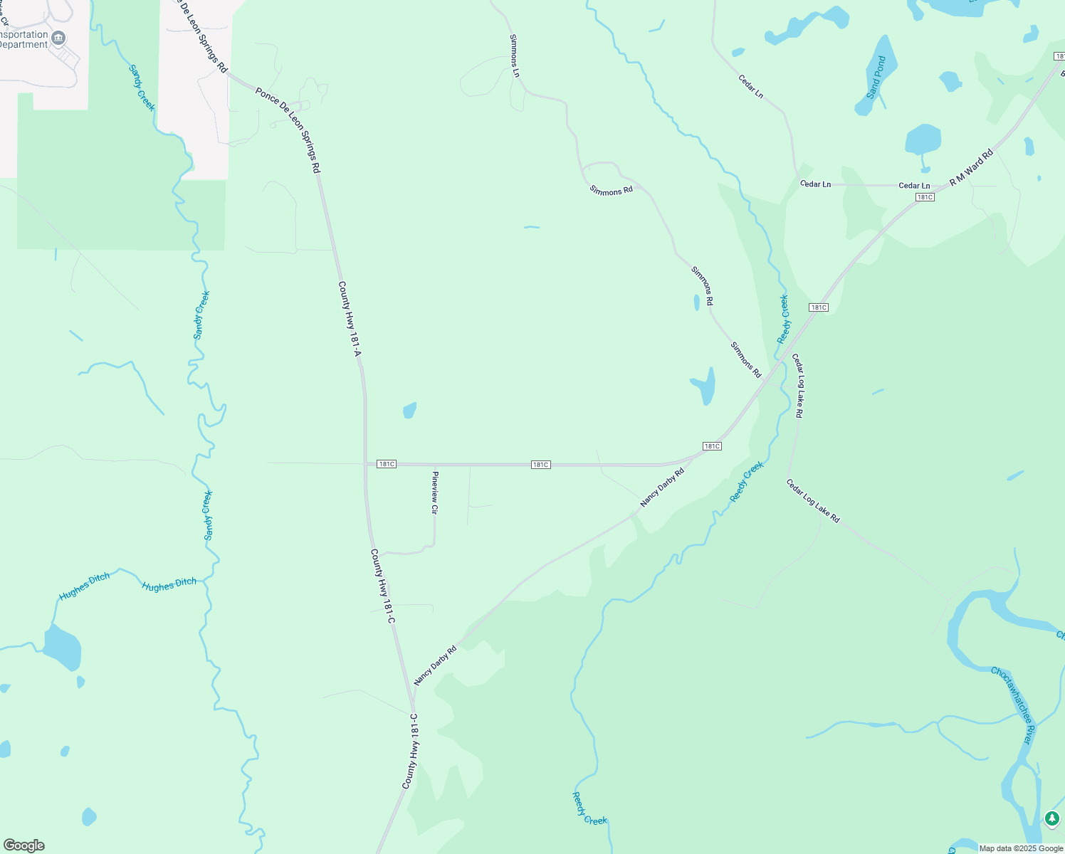 map of restaurants, bars, coffee shops, grocery stores, and more near 3707 County Highway 181C in Ponce de Leon