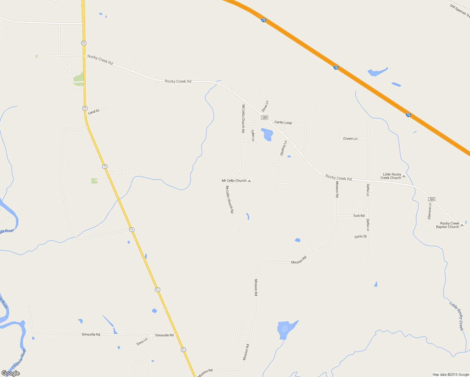 map of restaurants, bars, coffee shops, grocery stores, and more near 1800 Mount Cello Church Road in Marianna