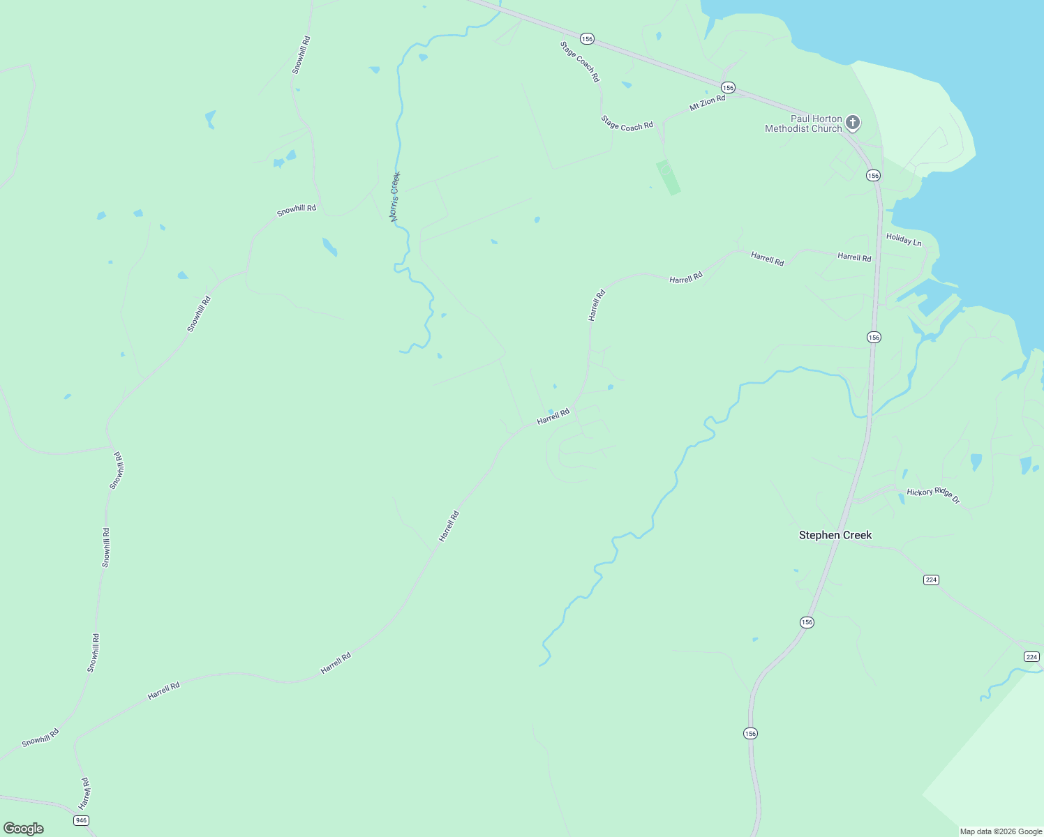 map of restaurants, bars, coffee shops, grocery stores, and more near 1580 Harrell Road in Coldspring