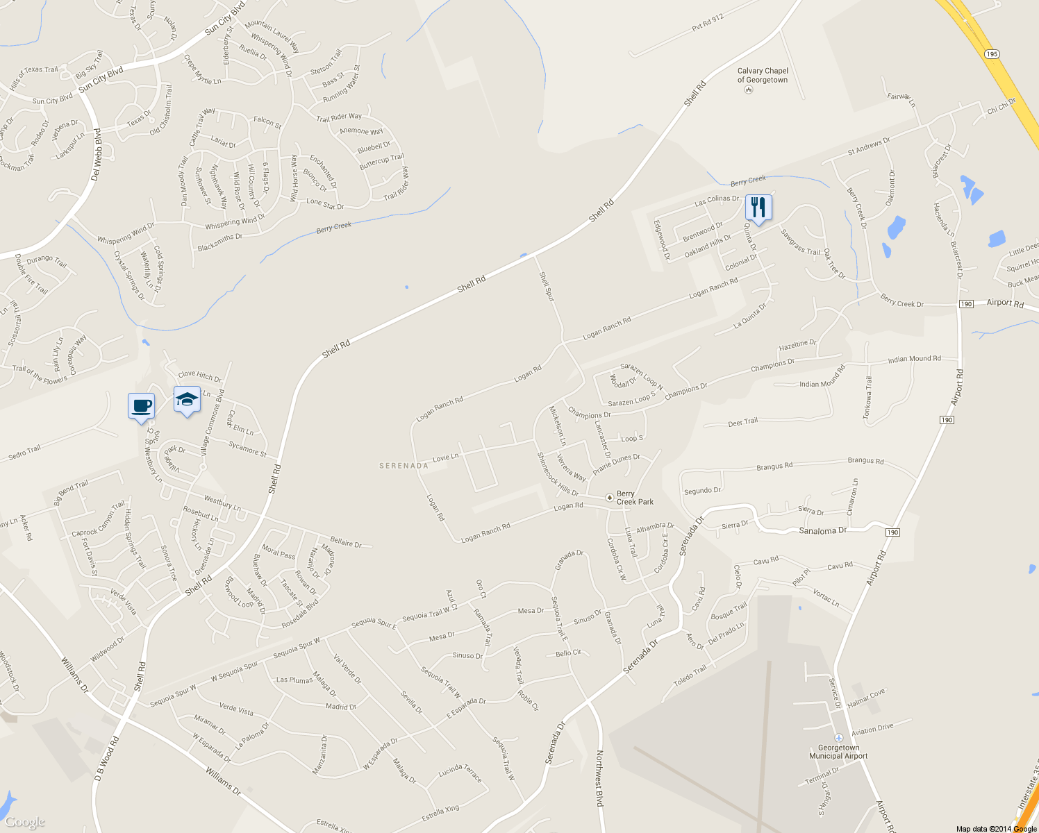 map of restaurants, bars, coffee shops, grocery stores, and more near 108 Sand Hills Cove in Georgetown