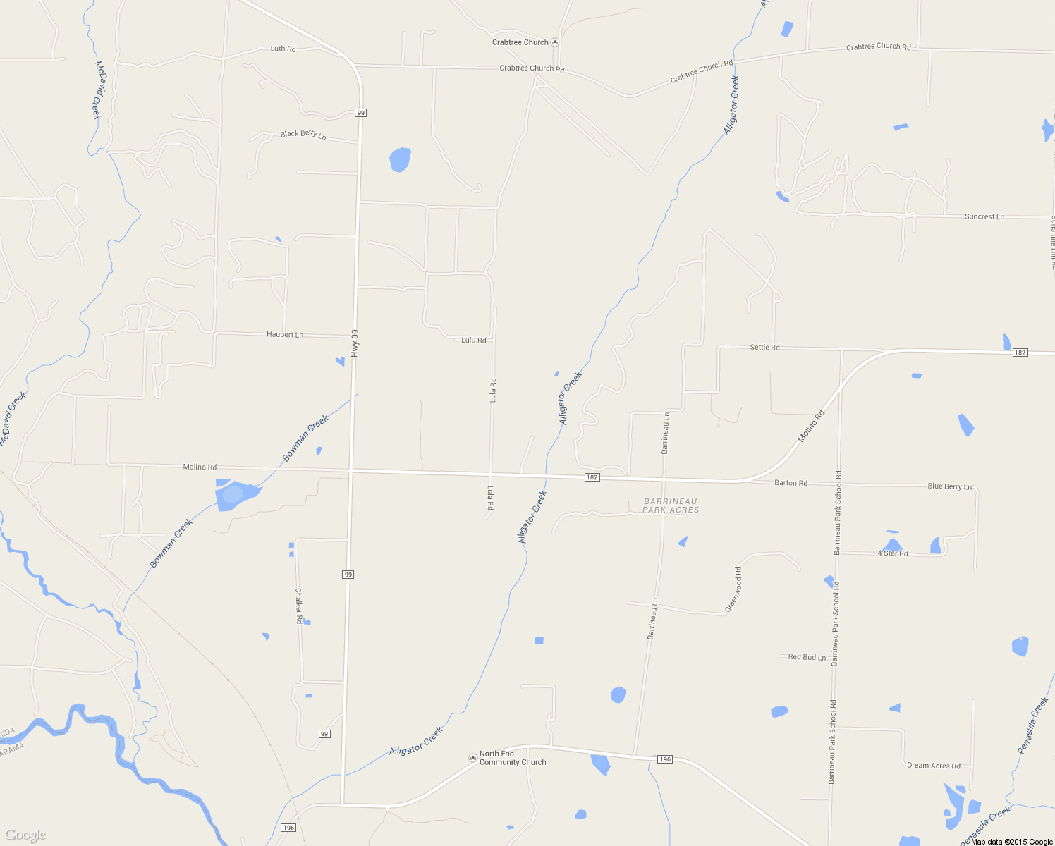 map of restaurants, bars, coffee shops, grocery stores, and more near 5516 Molino Road in Molino